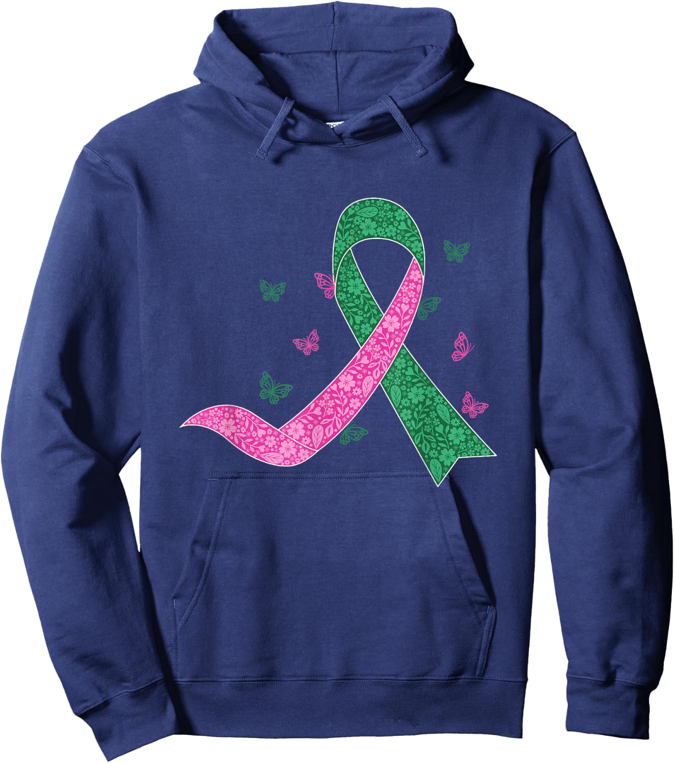 Liver and Breast Cancer October Cancer Awareness Support Hoodie - Hoodie | Navy
