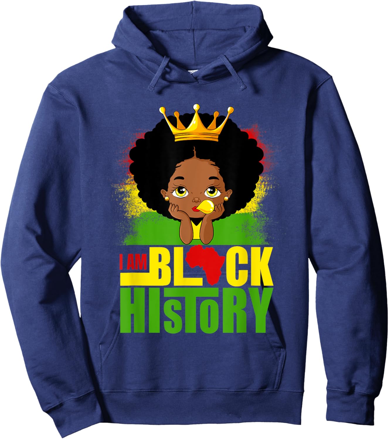 I Am Black History Month Melanin Girl BLM African American Hoodie - Hoodie | Navy