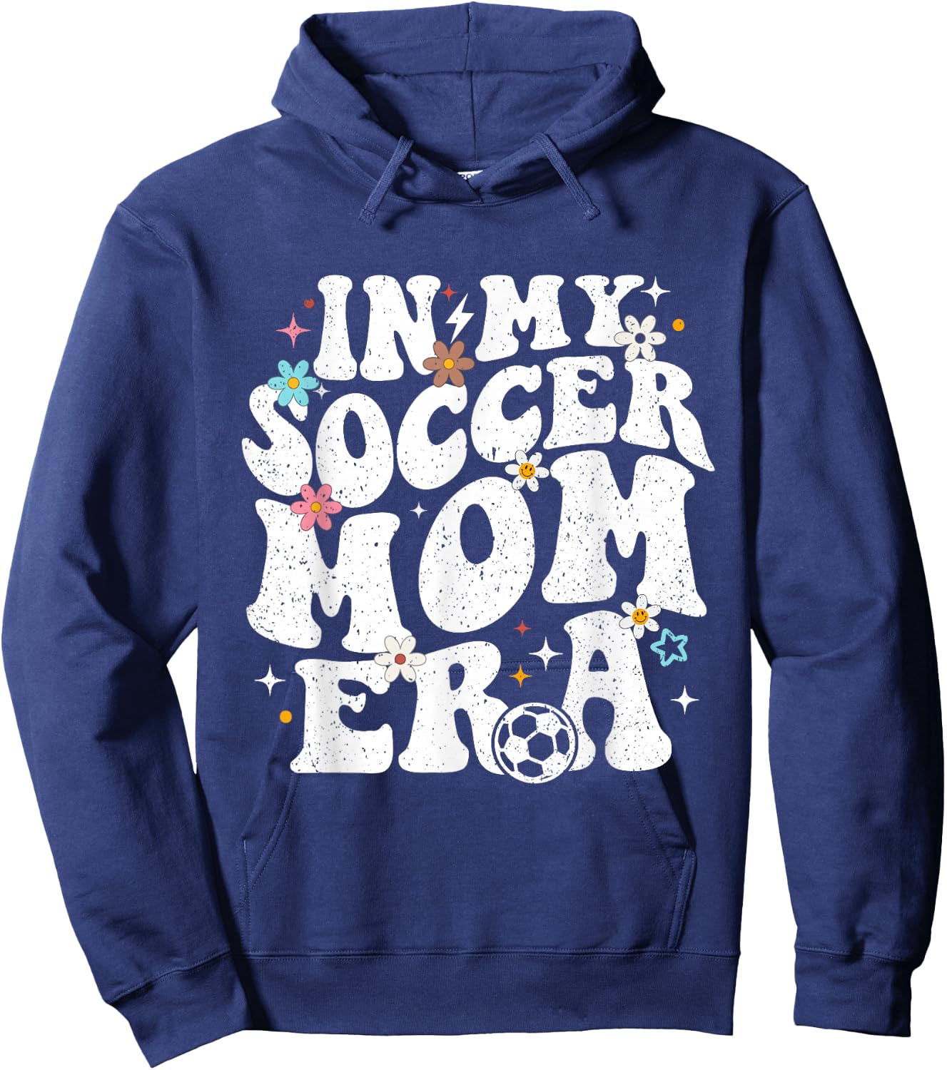 Funny Vintage in My Soccer Mom Era Football Mama Groovy Life Hoodie - Hoodie | Navy