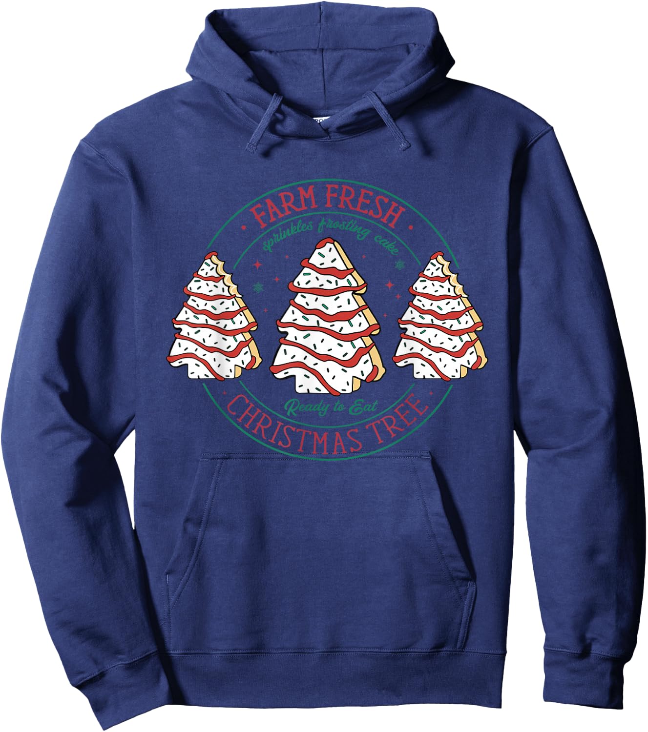 Farm Fresh Christmas Tree Frosting Frosted Cake Debbie Hoodie - Hoodie | Navy