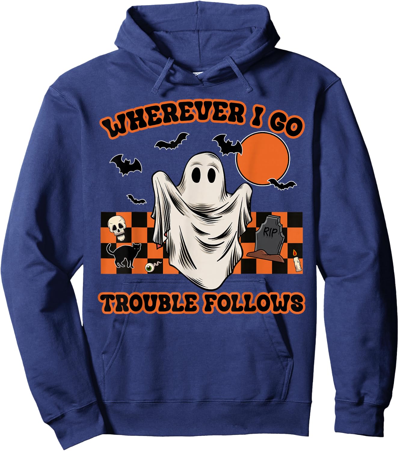 Wherever I Go Trouble Follows Funny Couple Halloween Costume Hoodie - Hoodie | Navy