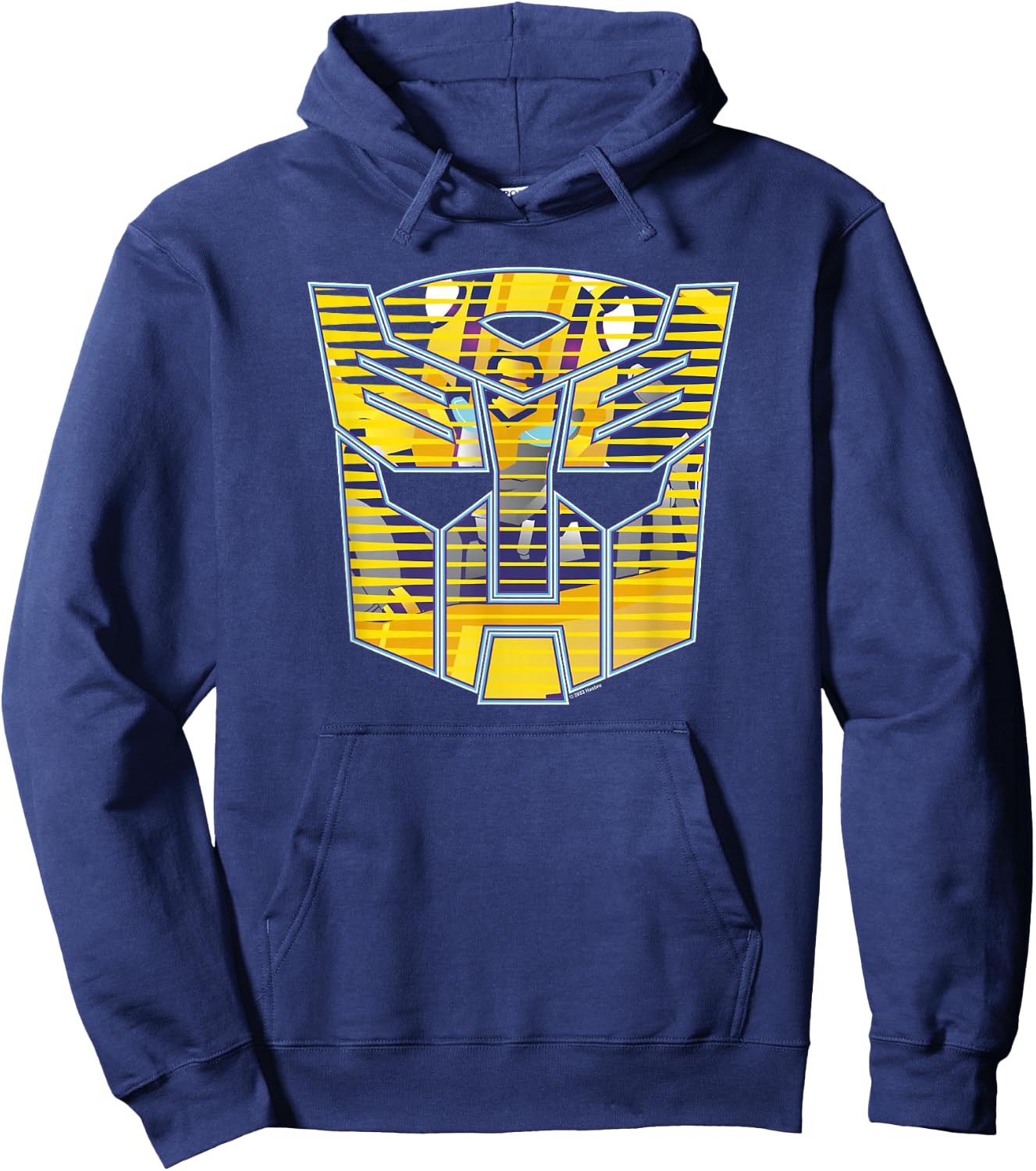 Transformers Bumblebee Big Face Retro Lines Logo Hoodie - Hoodie | Navy