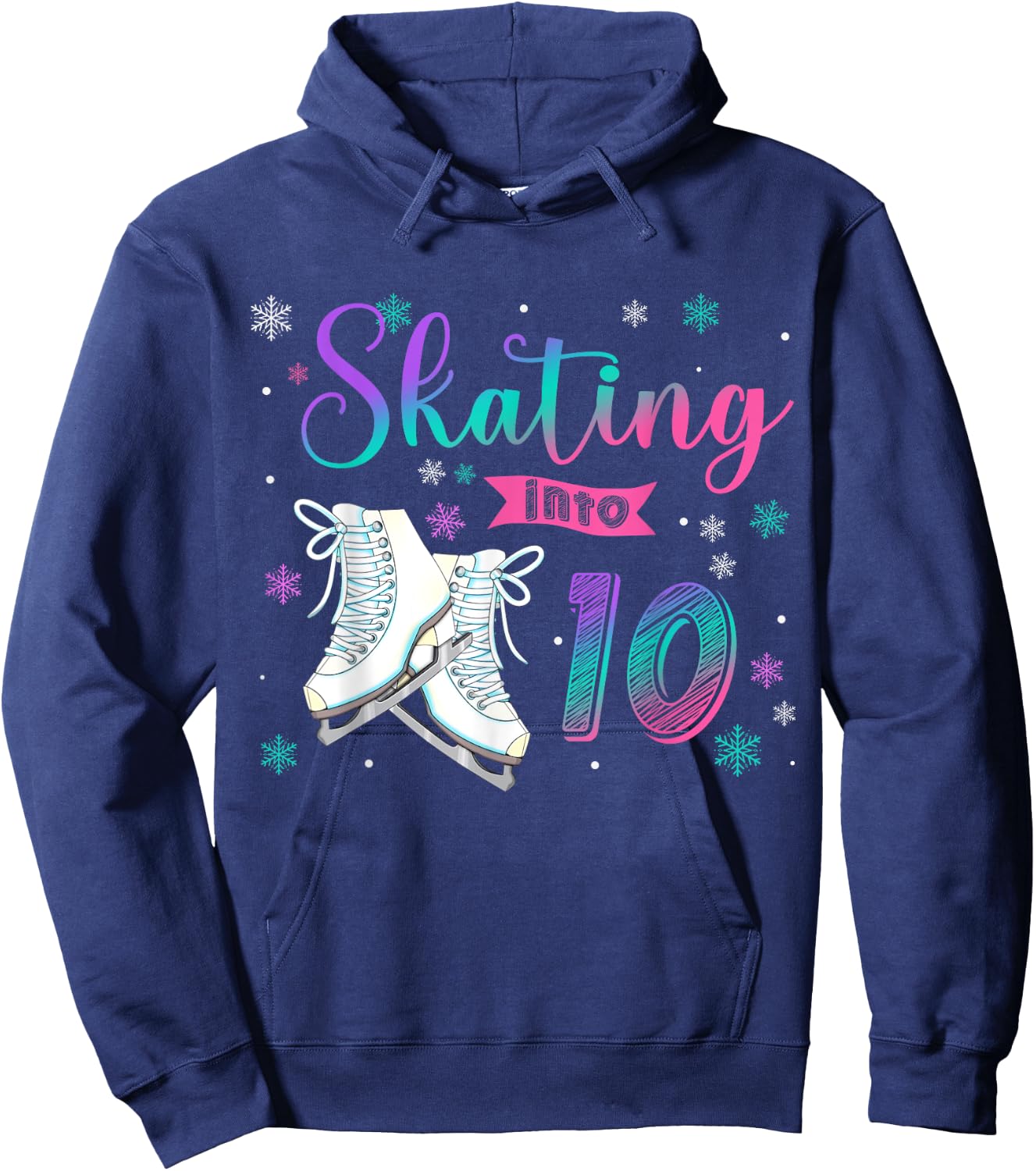 Ice Skating Rolling 10th Birthday Party Girl Family Matching Hoodie - Hoodie | Navy
