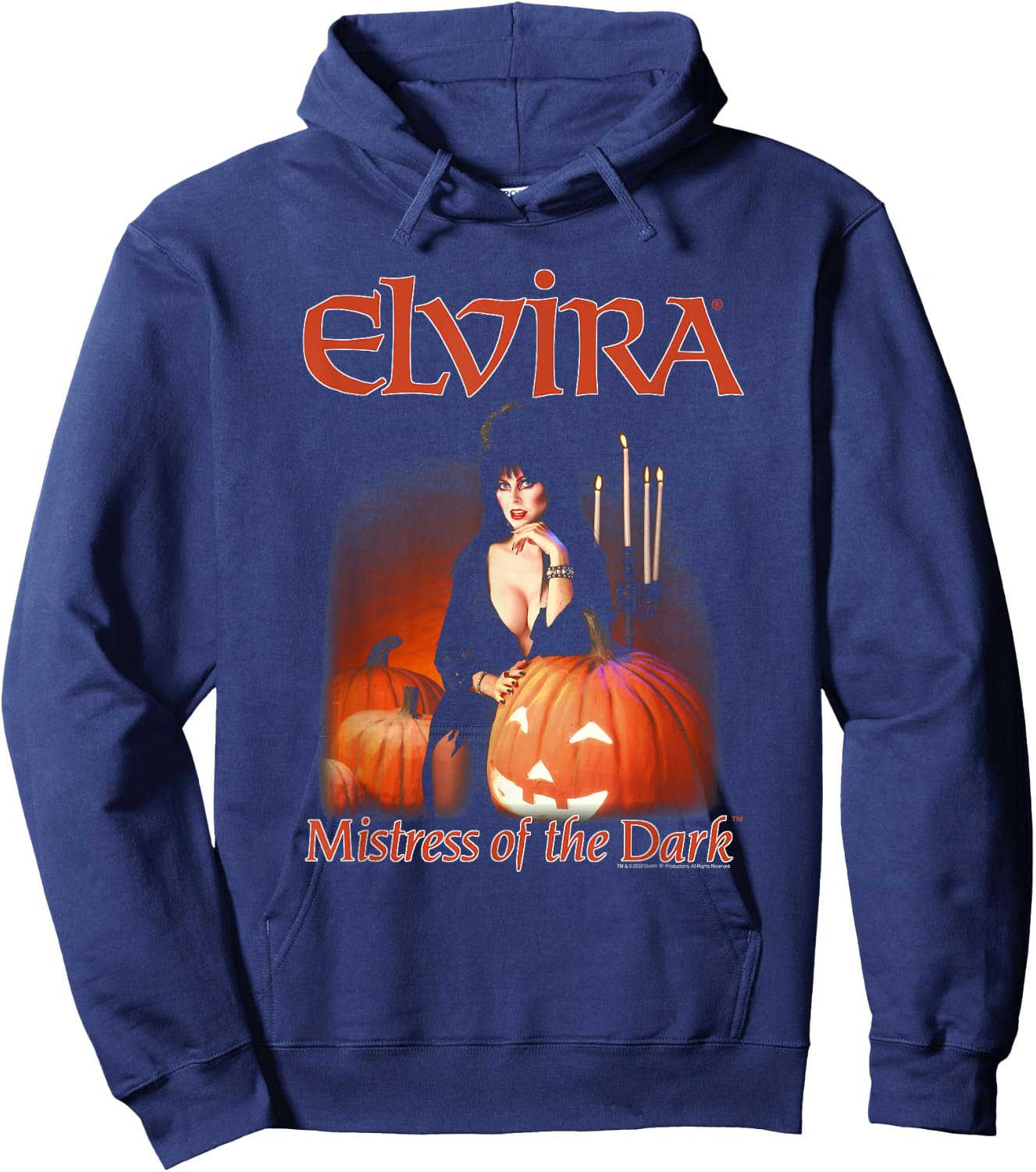 Elvira, Mistress of The Dark Pumpkin Halloween Horror Hoodie - Hoodie | Navy