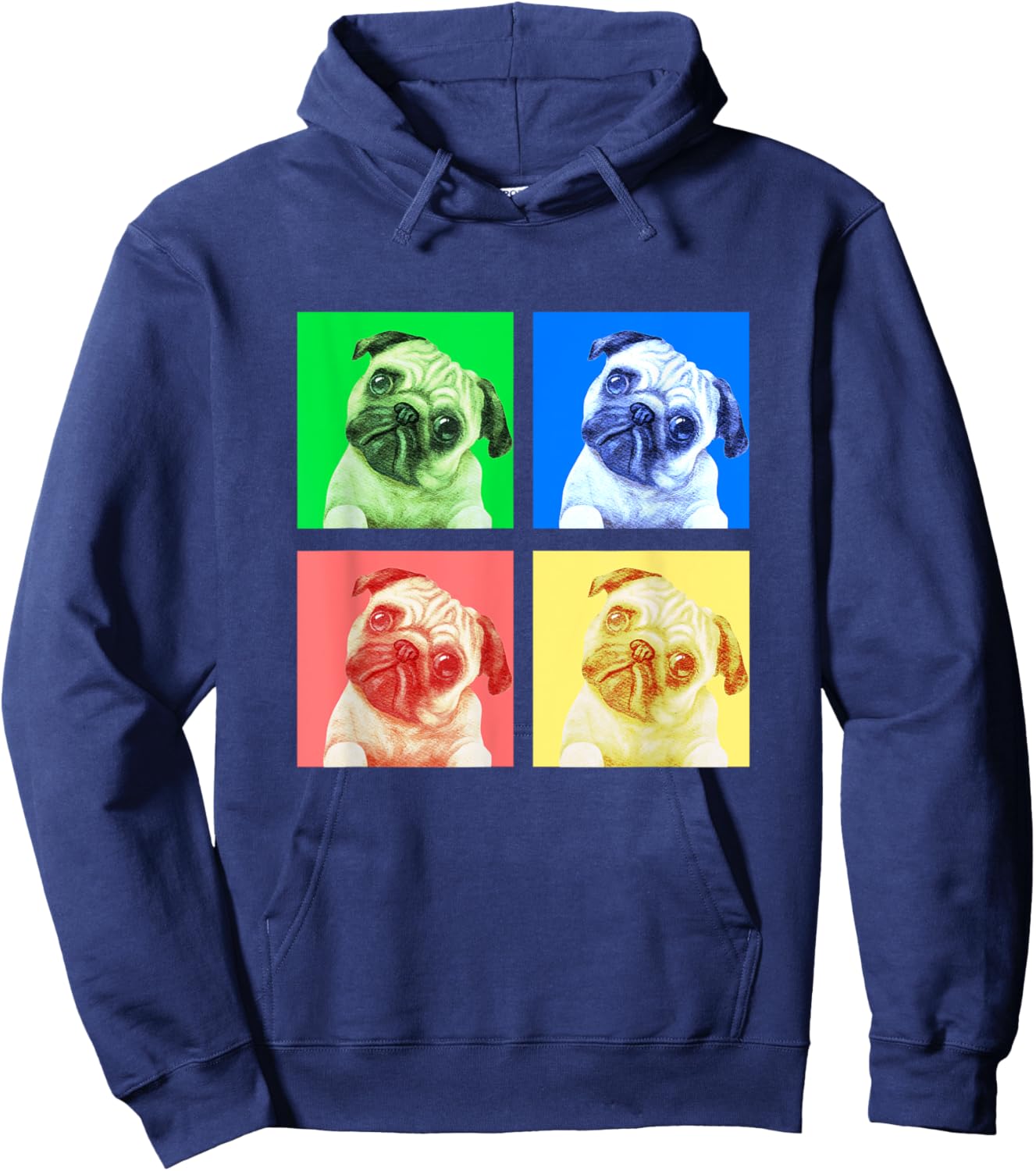 Cute Pug Dog Lovers Shirt Colorful Stylish Retro Boys Girls Hoodie - Hoodie | Navy