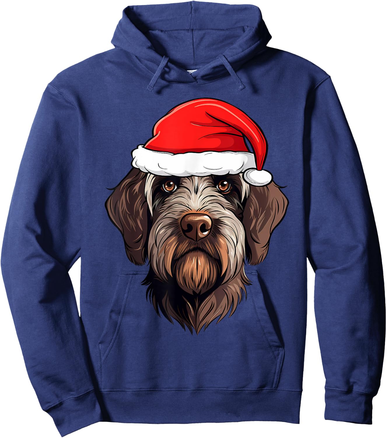 Wirehaired Pointing Griffon Christmas Santa Dog Cute Puppy Women Kids Hoodie - Hoodie | Navy