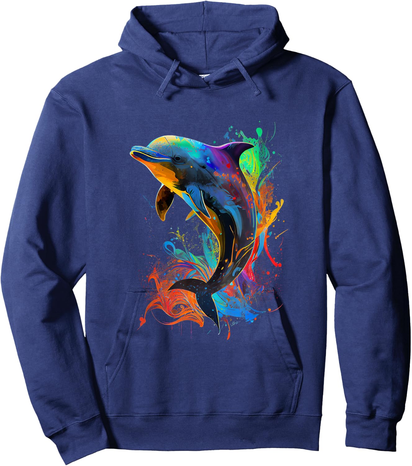 Cute Dolphin Design Colorful Pop Art Dolphin Lovers Hoodie - Hoodie | Navy