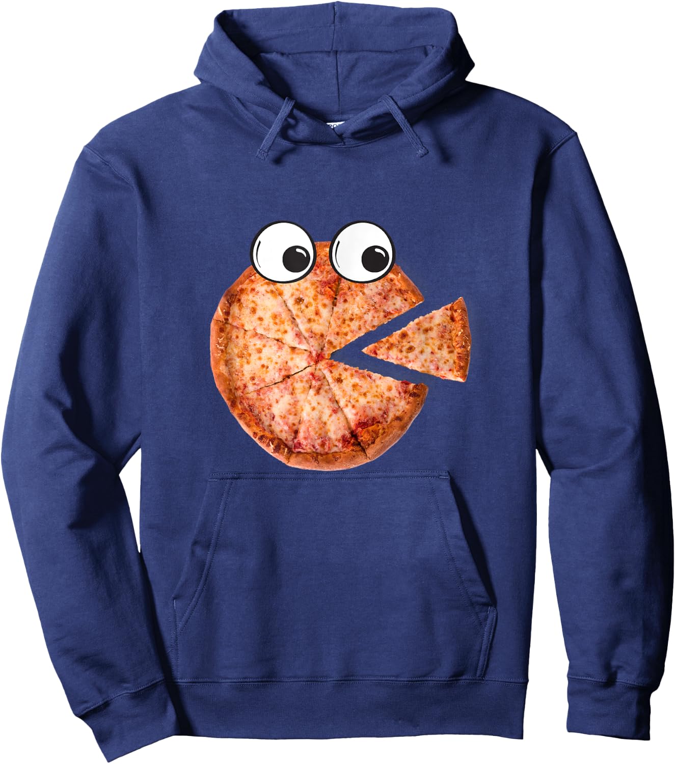 Weird Pizza With Googly Eyes Eating Pizza Design Hoodie - Hoodie | Navy