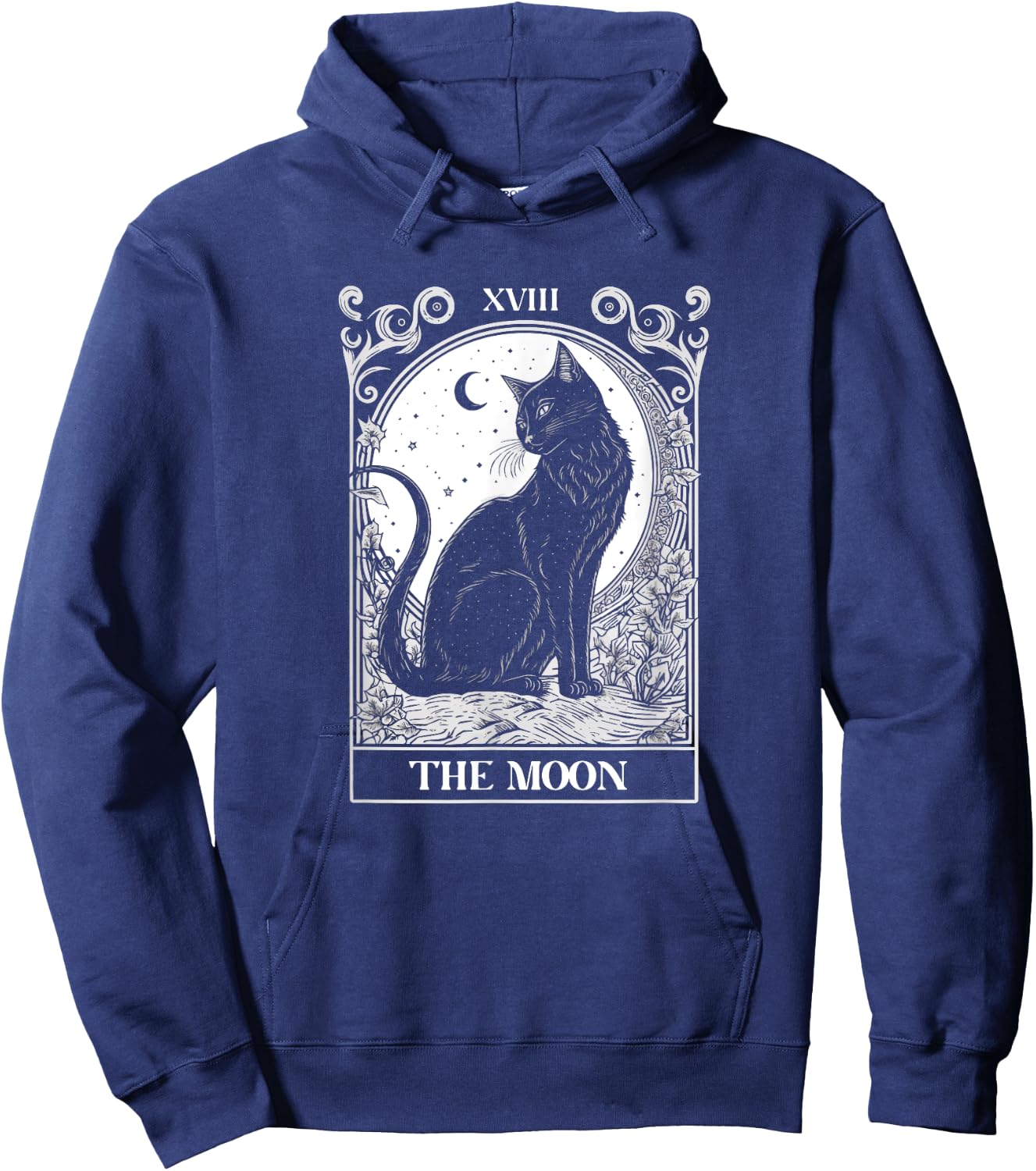Cat Tarot Card The Moon Tarot Card Cat Lover Graphic Men Women Kids Hoodie - Hoodie | Navy