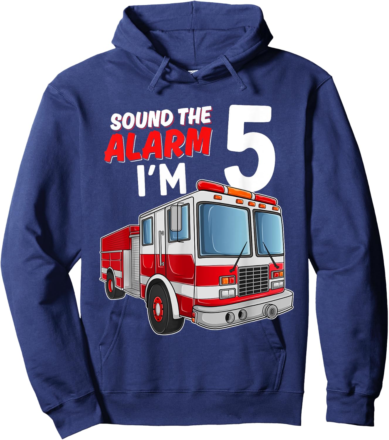 Kids Fire Truck 5th Birthday 5 Years Old Boys Girls Kids Hoodie - Hoodie | Navy