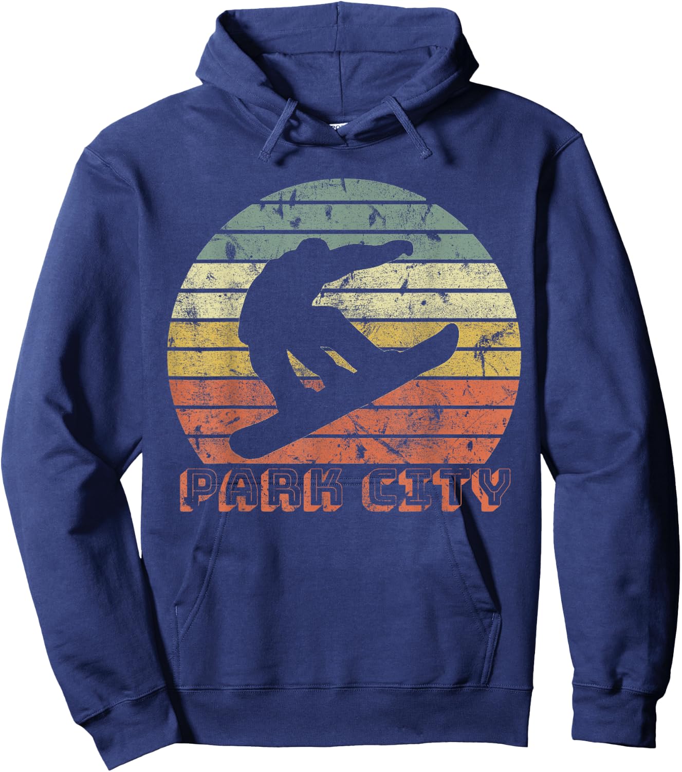 Park City Utah Snowboard Retro Sunset Vintage Hoodie - Hoodie | Navy