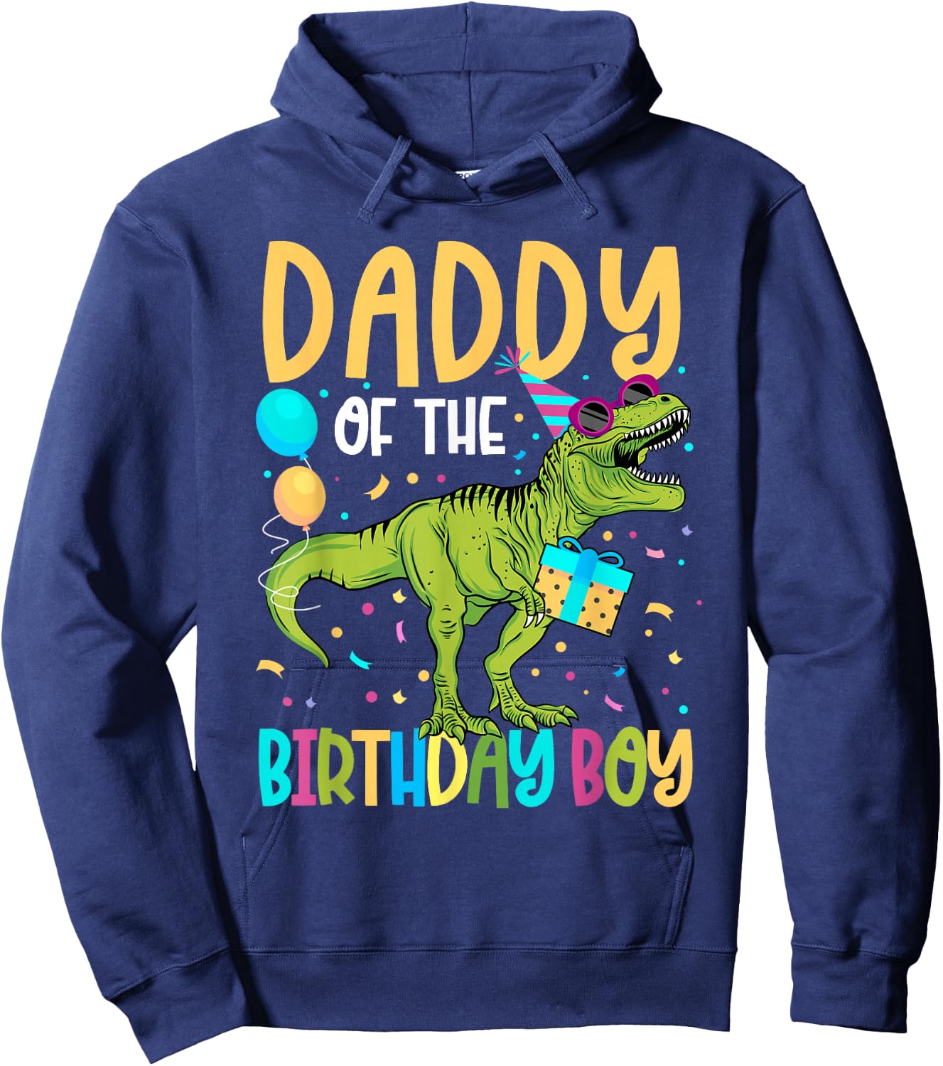 Daddy of The Birthday Boy Family Matching Dinosaur Squad Hoodie - Hoodie | Navy