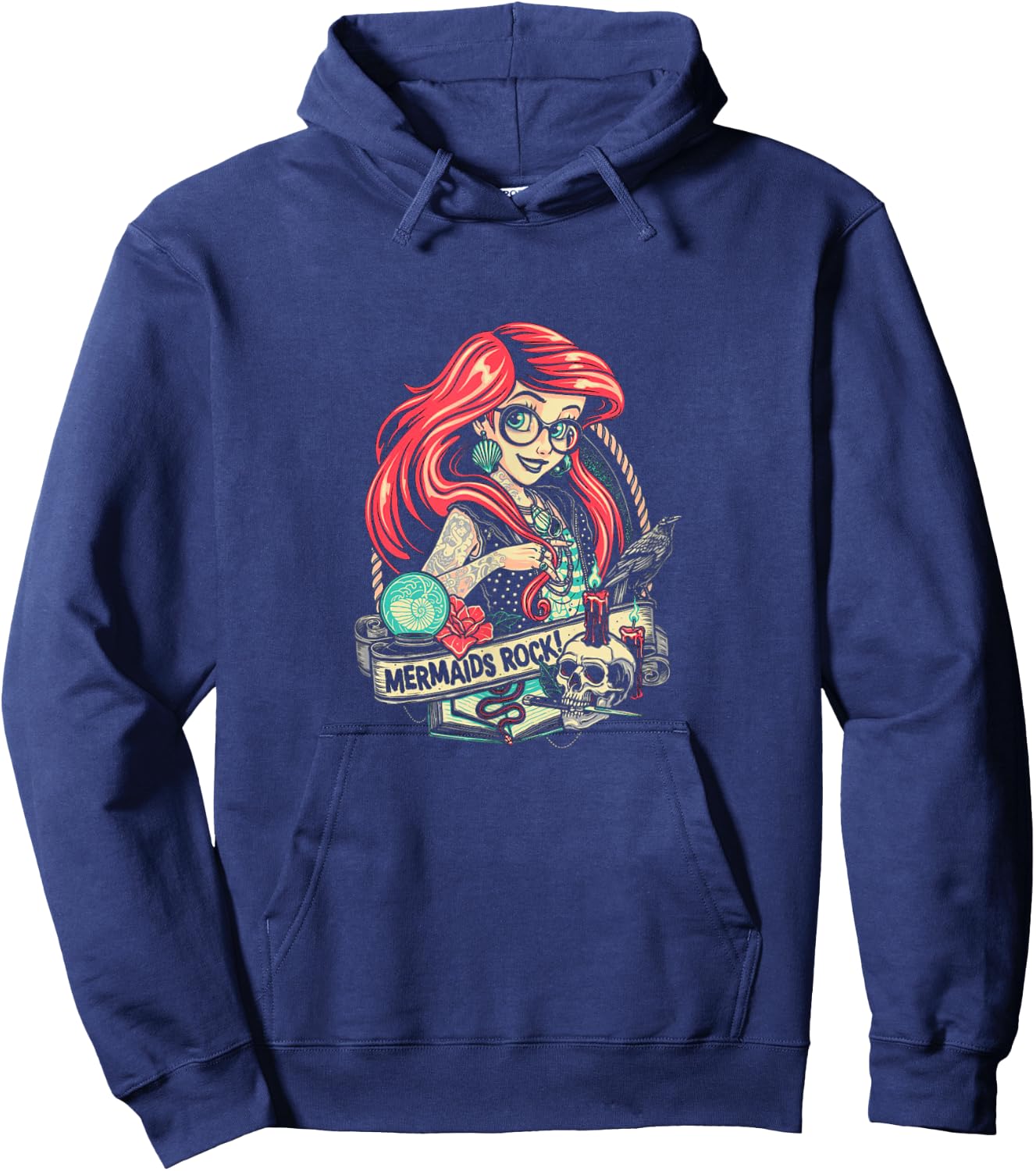 Mermaids Rock Gothic Dark Metal Goth Tattoos Girl Funny Gift Hoodie - Hoodie | Navy