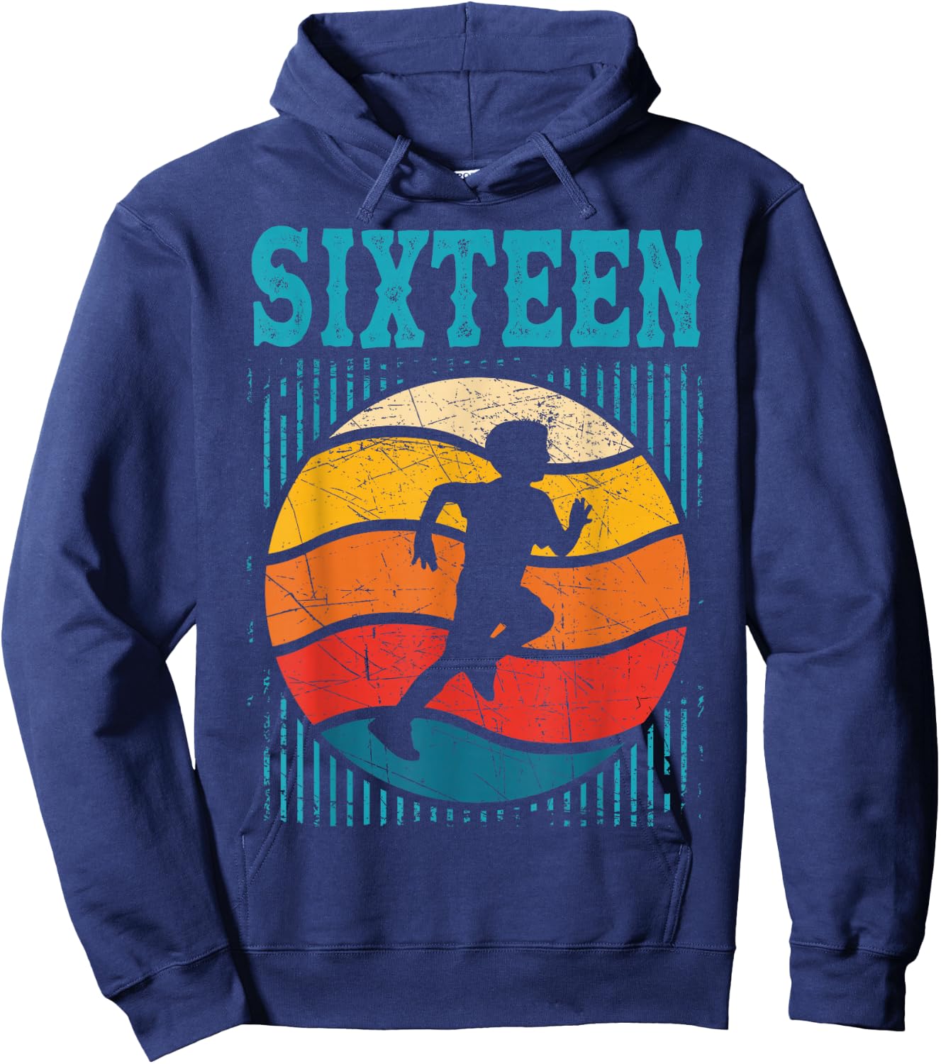 16th Birthday Retro Runner Jogging 16 Year Old Boys Hoodie - Hoodie | Navy