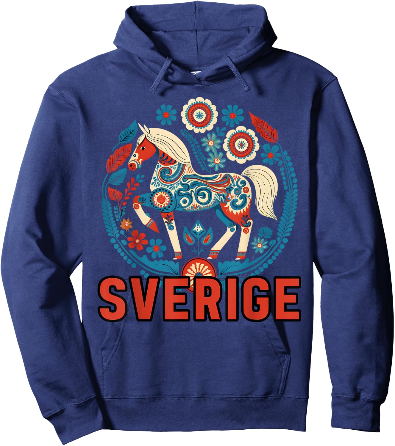 Swedish Dala Horse Scandinavian Traditions Sverige Sweden Hoodie - Hoodie | Navy