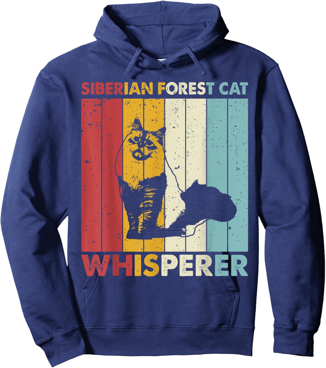 Cat Mom Dad Whisperer - Vintage Siberian Forest Cat Hoodie - Hoodie | Navy