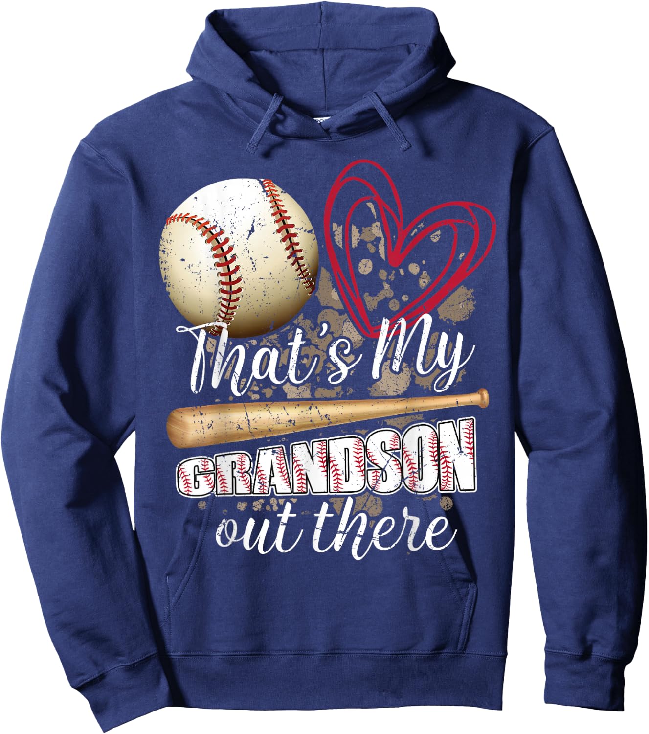 Thats my Grandson Out There Cool Family Baseball Biggest Fan Hoodie - Hoodie | Navy