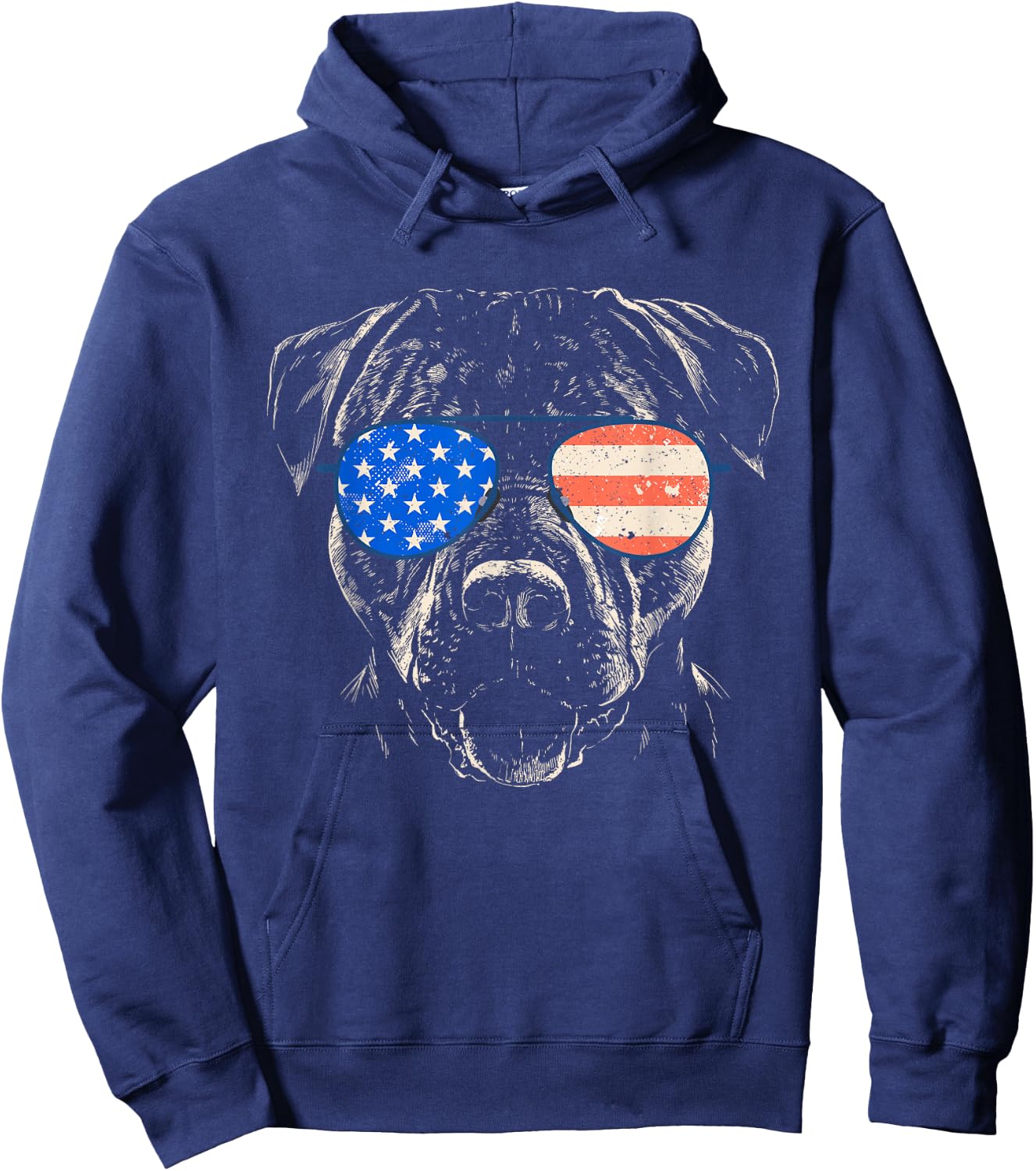 Pitbull American Flag 4th Of July Pitbull Dad Mom Dog Lover Hoodie - Hoodie | Navy