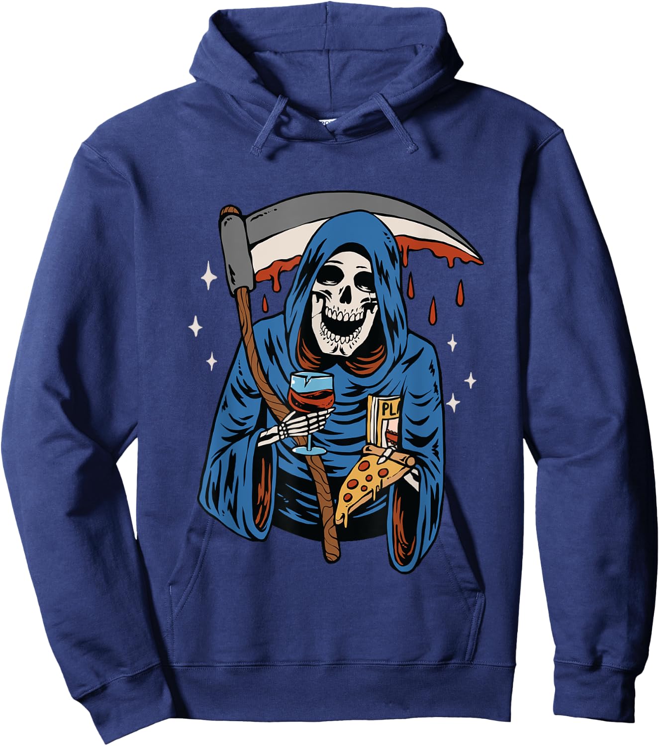 Grim Reaper American Traditional Tattoo Old School Flash Hoodie - Hoodie | Navy