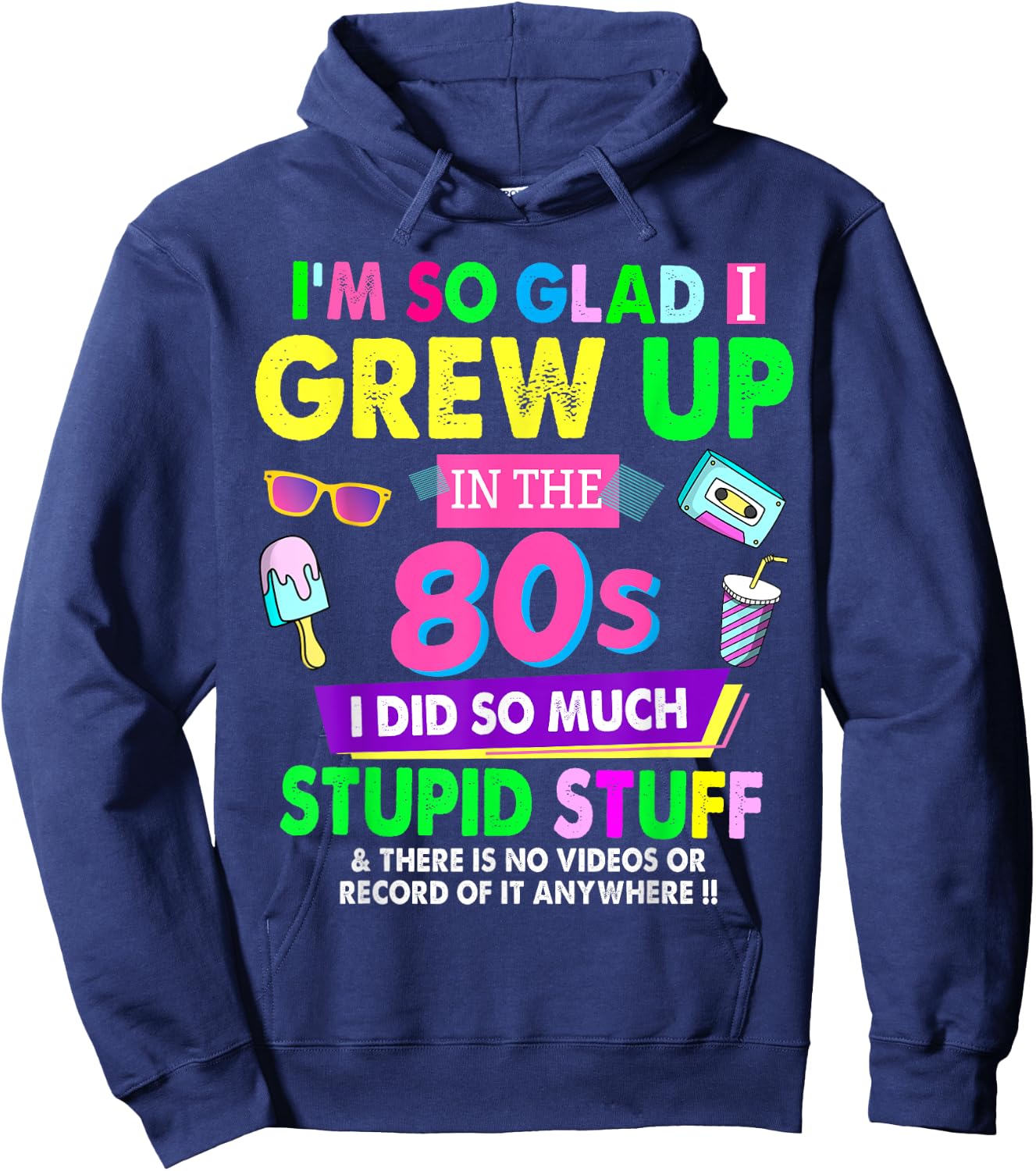 80s Design Rave Outfit & 80s Festival Costume Hoodie - Hoodie | Navy