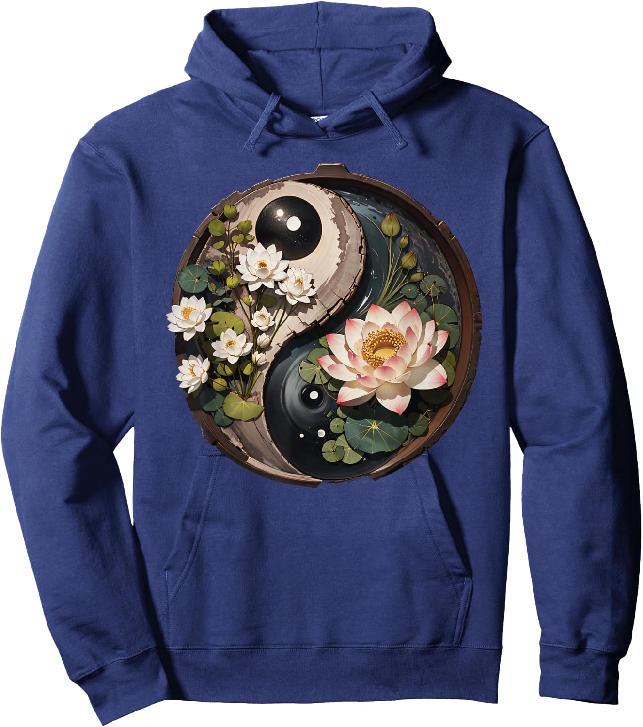 Lotus Flower Pond Yin Yang Hoodie - Hoodie | Navy