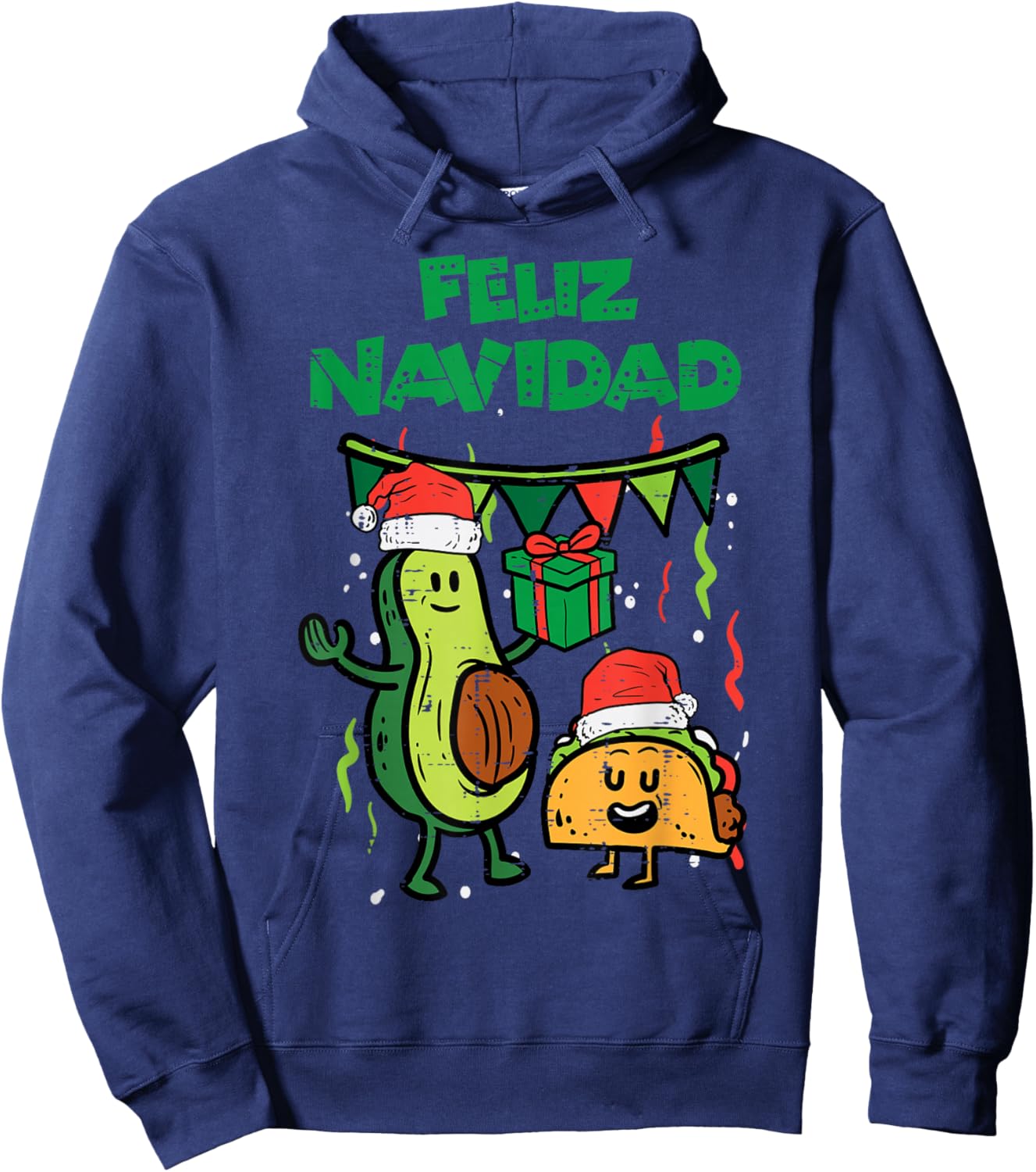 Feliz Navidad Avocado Tacos Mexican Christmas Men Women Kids Hoodie - Hoodie | Navy