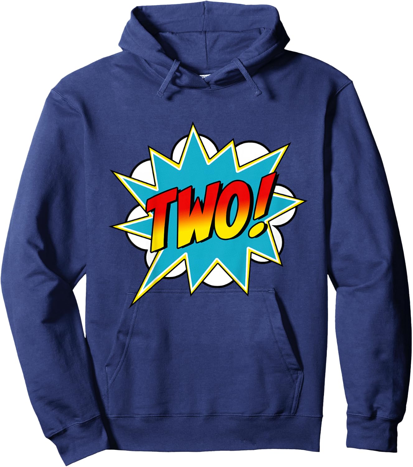 Two! 2nd Birthday Superhero Boys 2 Years Old Comic Book Hoodie - Hoodie | Navy