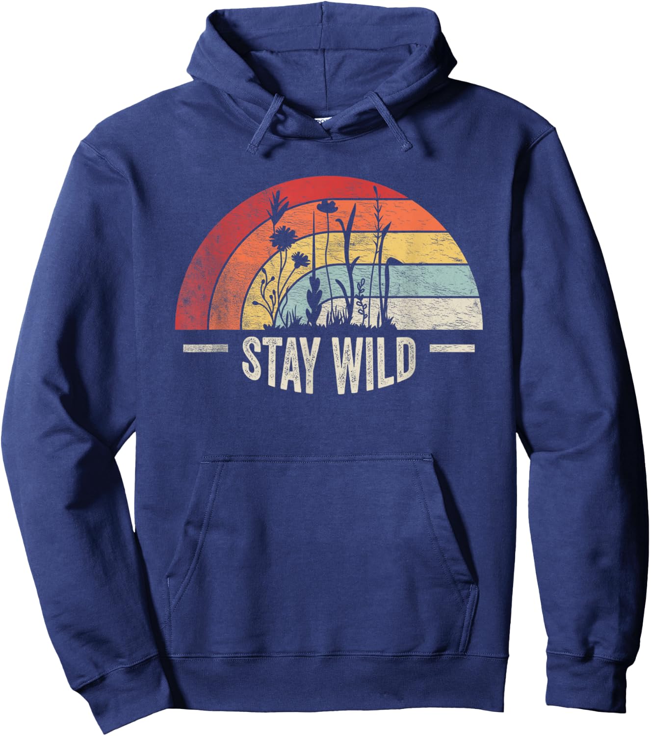 Retro Vintage Stay Wild Wildflower Inspirational Women Quote Hoodie - Hoodie | Navy