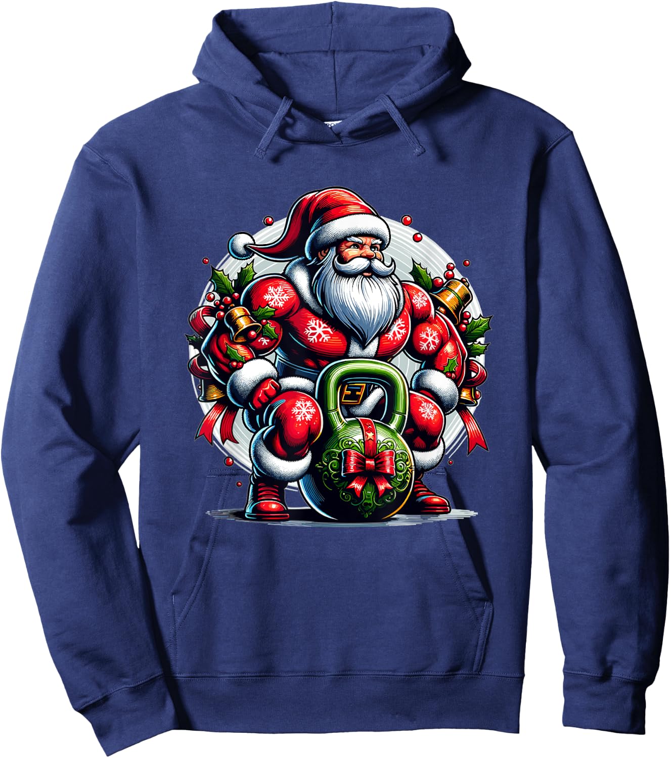 Buff Santa Kettlebell Christmas Hoodie - Hoodie | Navy