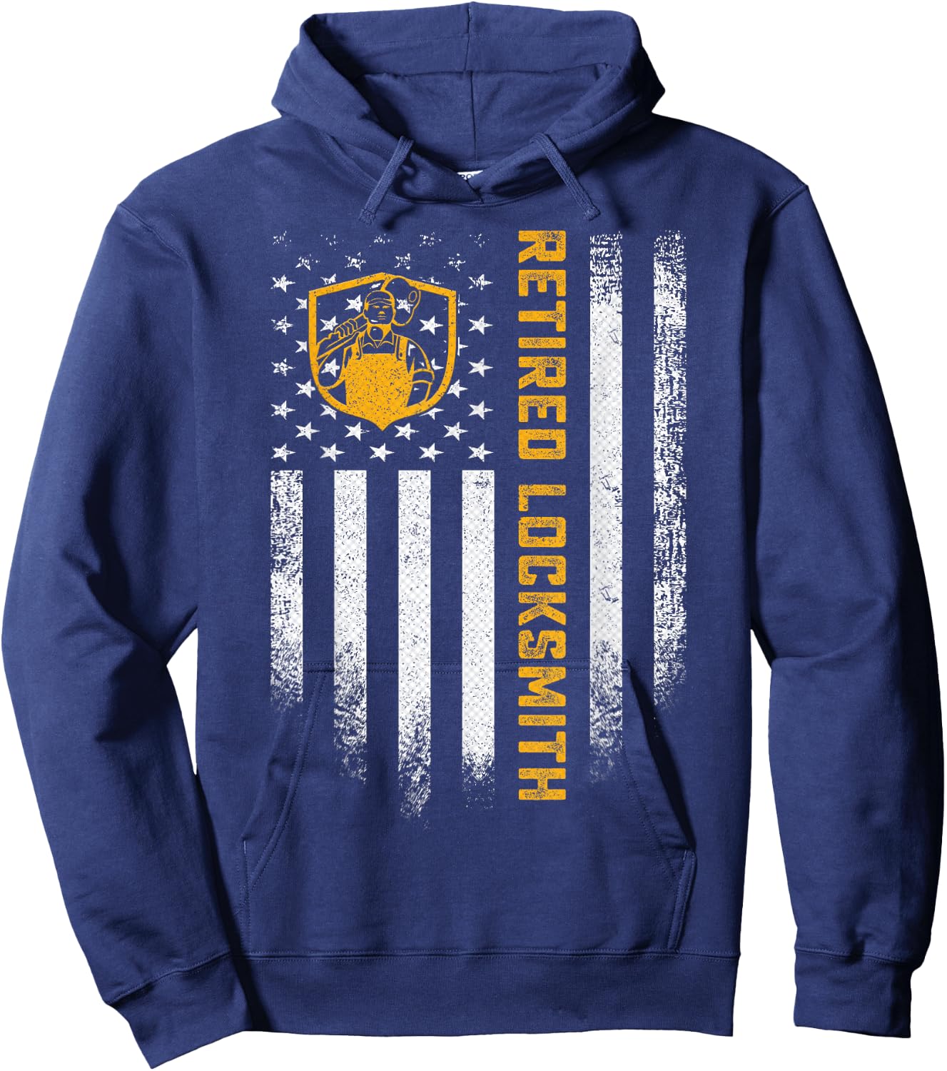 Vintage USA Flag Retired Locksmith Career Retirement Funny Hoodie - Hoodie | Navy