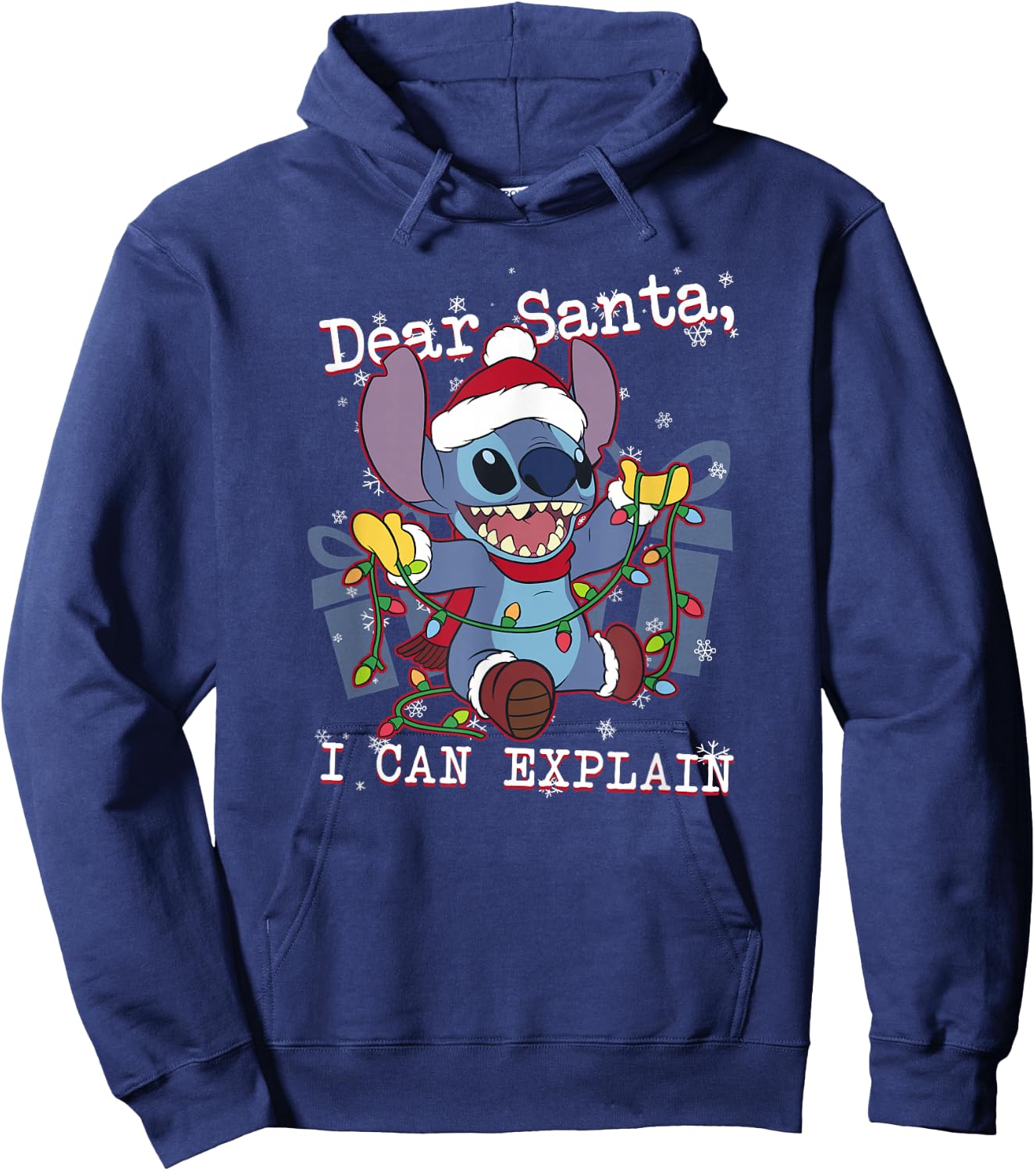Disney Lilo & Stitch Christmas Dear Santa, I Can Explain Short Sleeve Hoodie - Hoodie | Navy