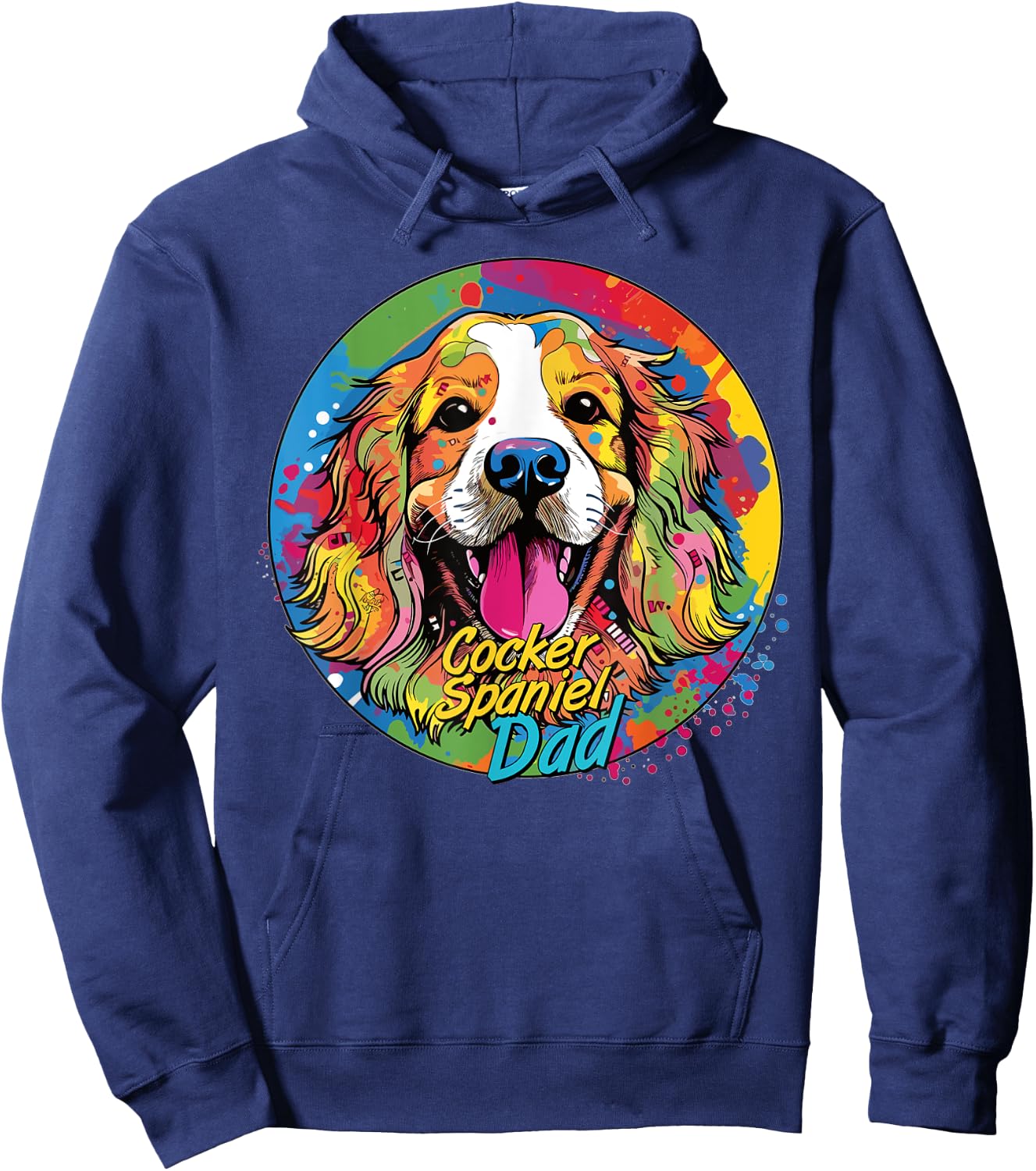 Graffiti Cocker Spaniel Dad Mural: Street Art Cocker Spaniel Hoodie - Hoodie | Navy