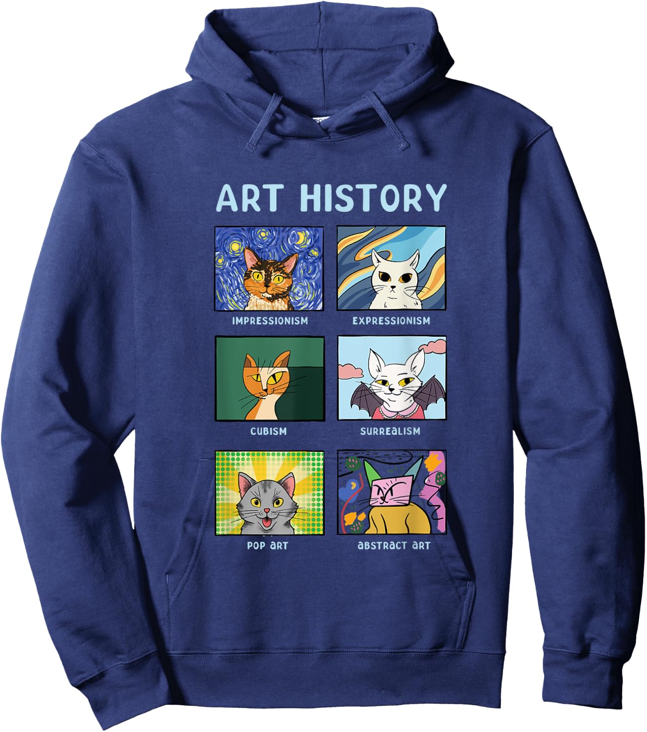 Art History Cats Fine Arts Cat for Art Collector Hoodie - Hoodie | Navy