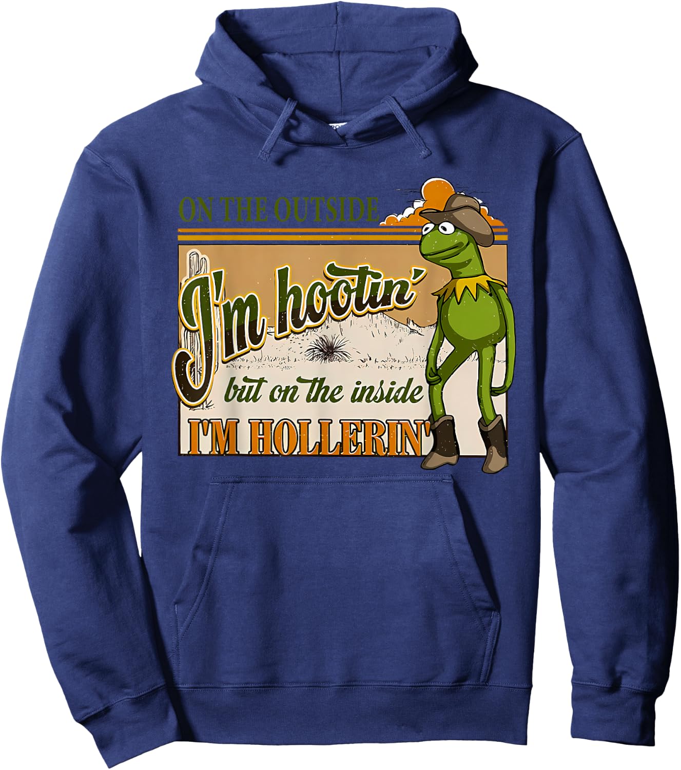 On The Outside I'm Hootin On The Inside I'm Hollerin' Design Hoodie - Hoodie | Navy
