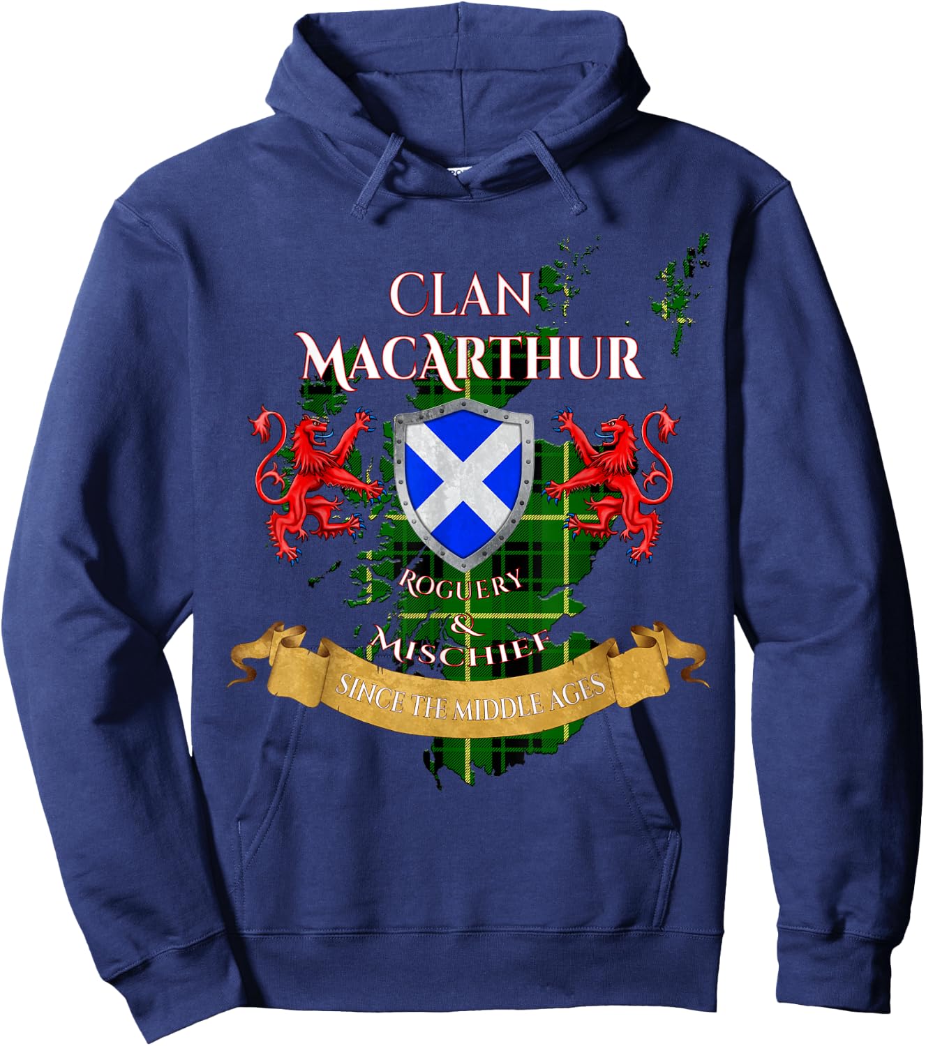 MacArthur Scottish Family Clan Middle Ages Mischief Hoodie - Hoodie | Navy