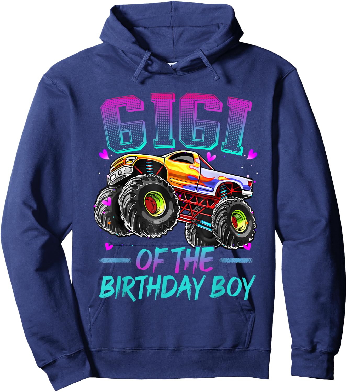 Gigi of the Birthday Boy Monster Truck Birthday Hoodie - Hoodie | Navy