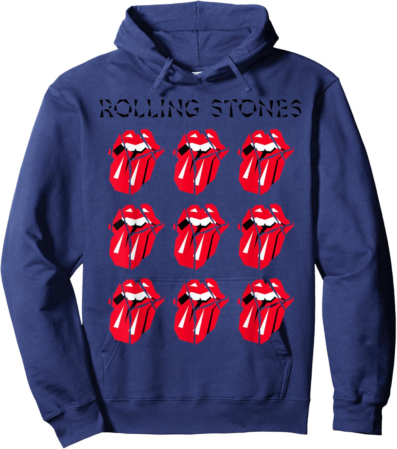 Official The Rolling Stones HD Multi Tongue Hoodie - Hoodie | Navy
