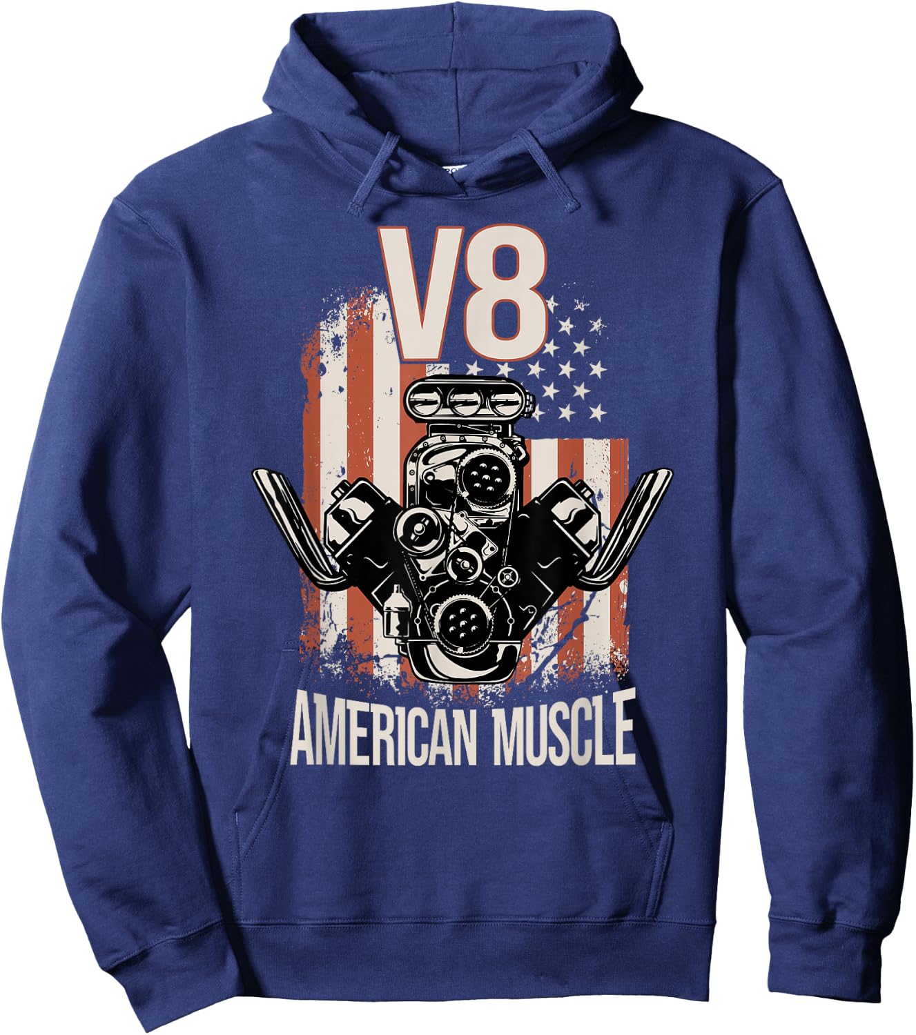 V8 American Muscle Car USA Flag V8 Hoodie - Hoodie | Navy