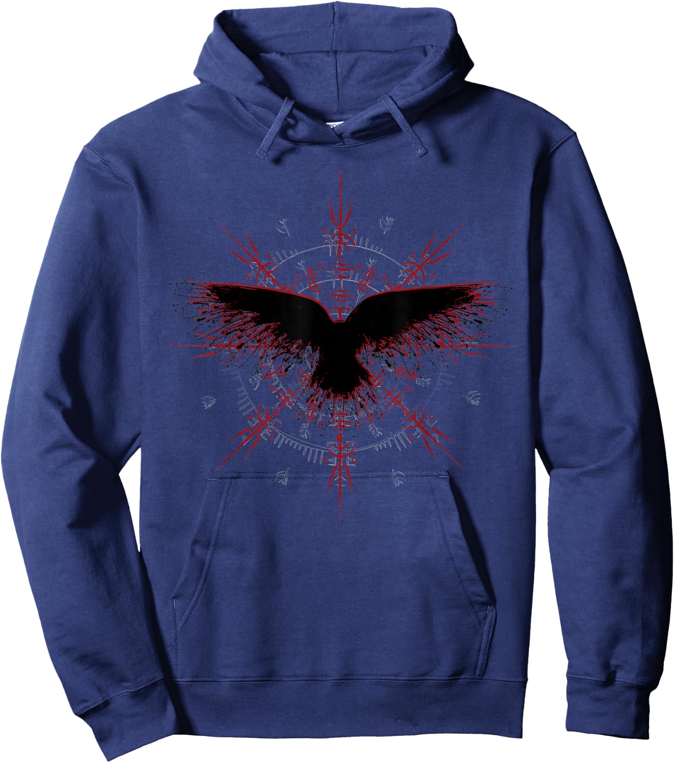 Retro Viking Symbol - Nordic Raven - Rune Celtic Symbol Hoodie - Hoodie | Navy