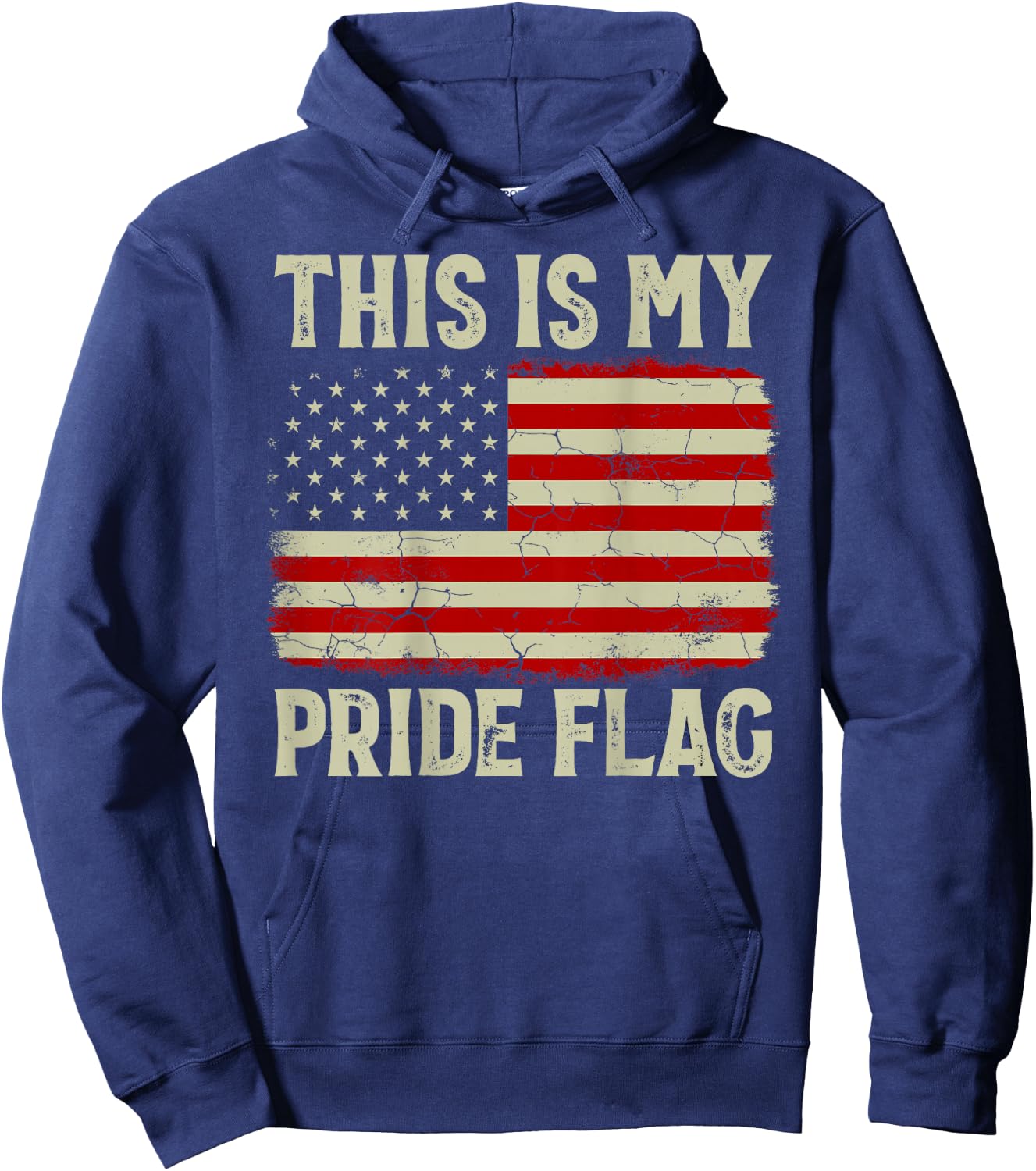 This Is My Pride Flag 4th Of July Patriotic USA Flag On Back Hoodie - Hoodie | Navy
