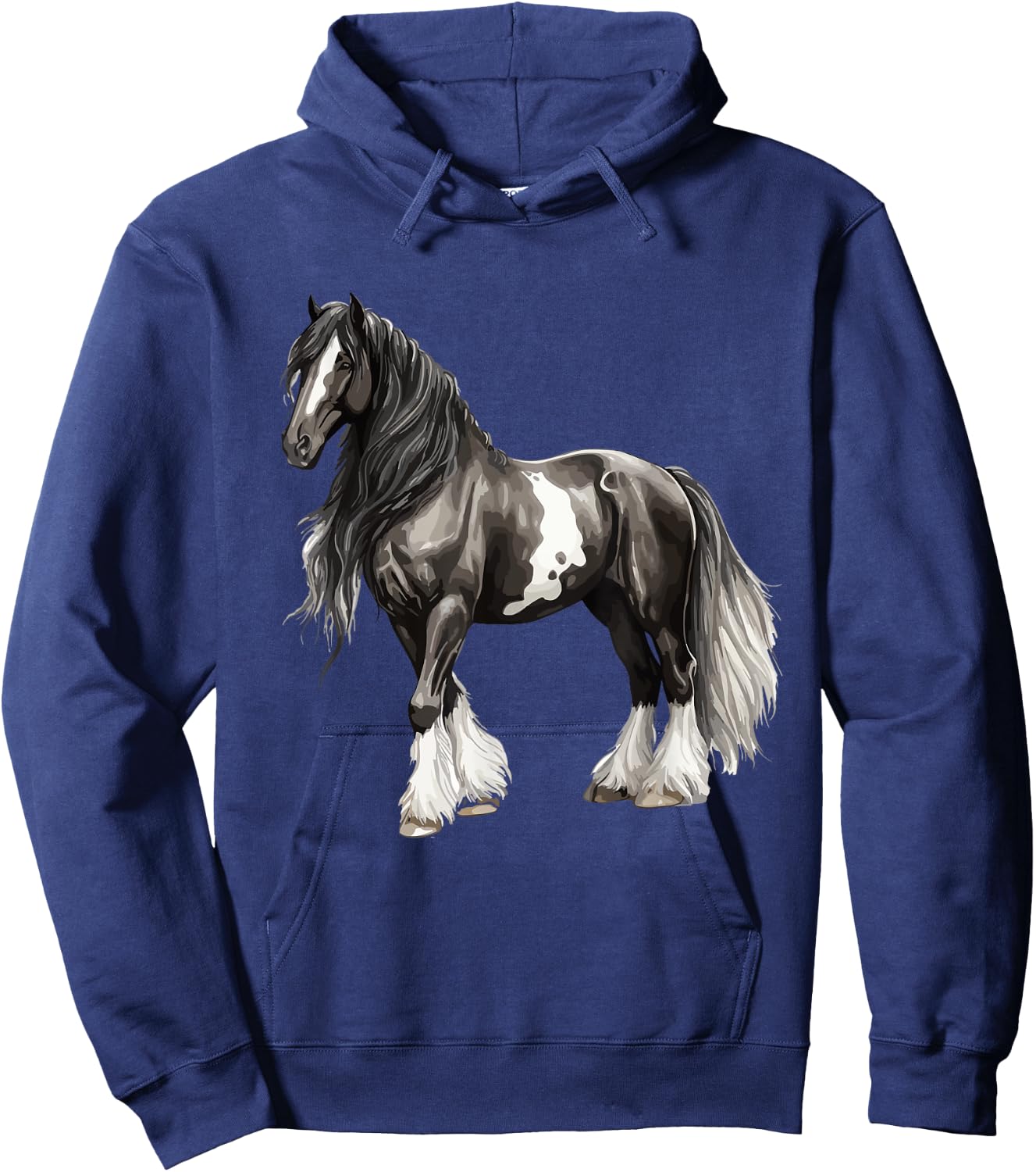 Black Gypsy Vanner Horse Lover Riding Equestrian Hoodie - Hoodie | Navy