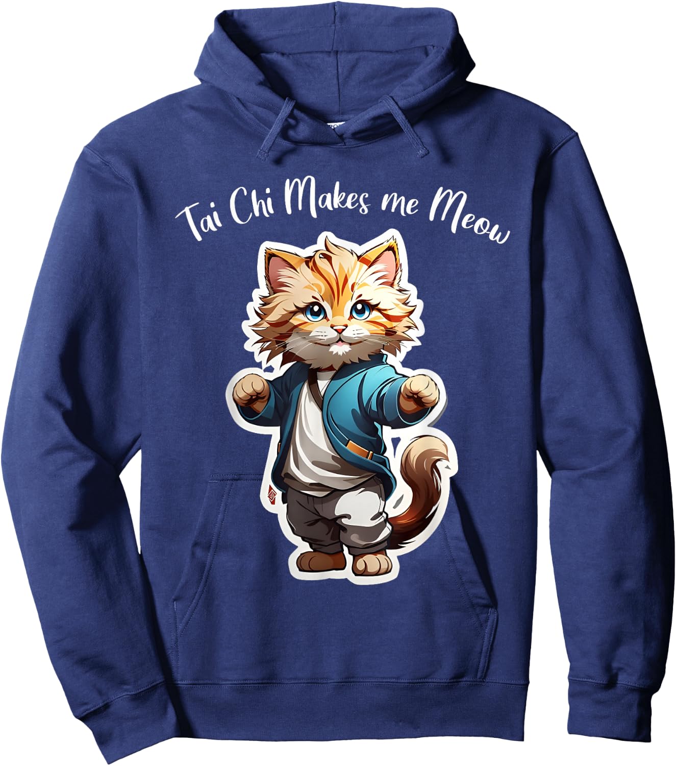 Cat Tai Chi makes me Meow, funny Kitten, Ying Yang Balance Hoodie - Hoodie | Navy