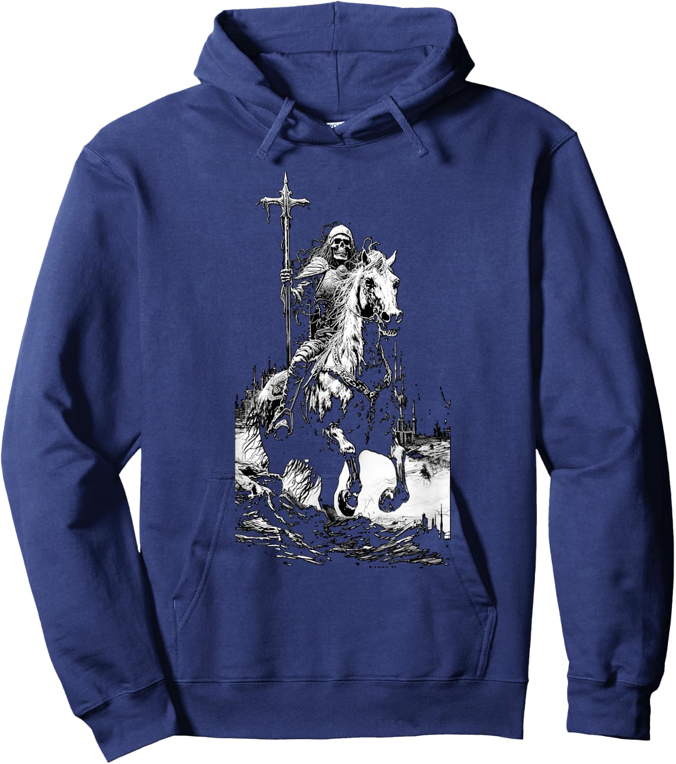 Death Rides A Pale Horse, Revelations, Skeleton Fantasy Hoodie - Hoodie | Navy