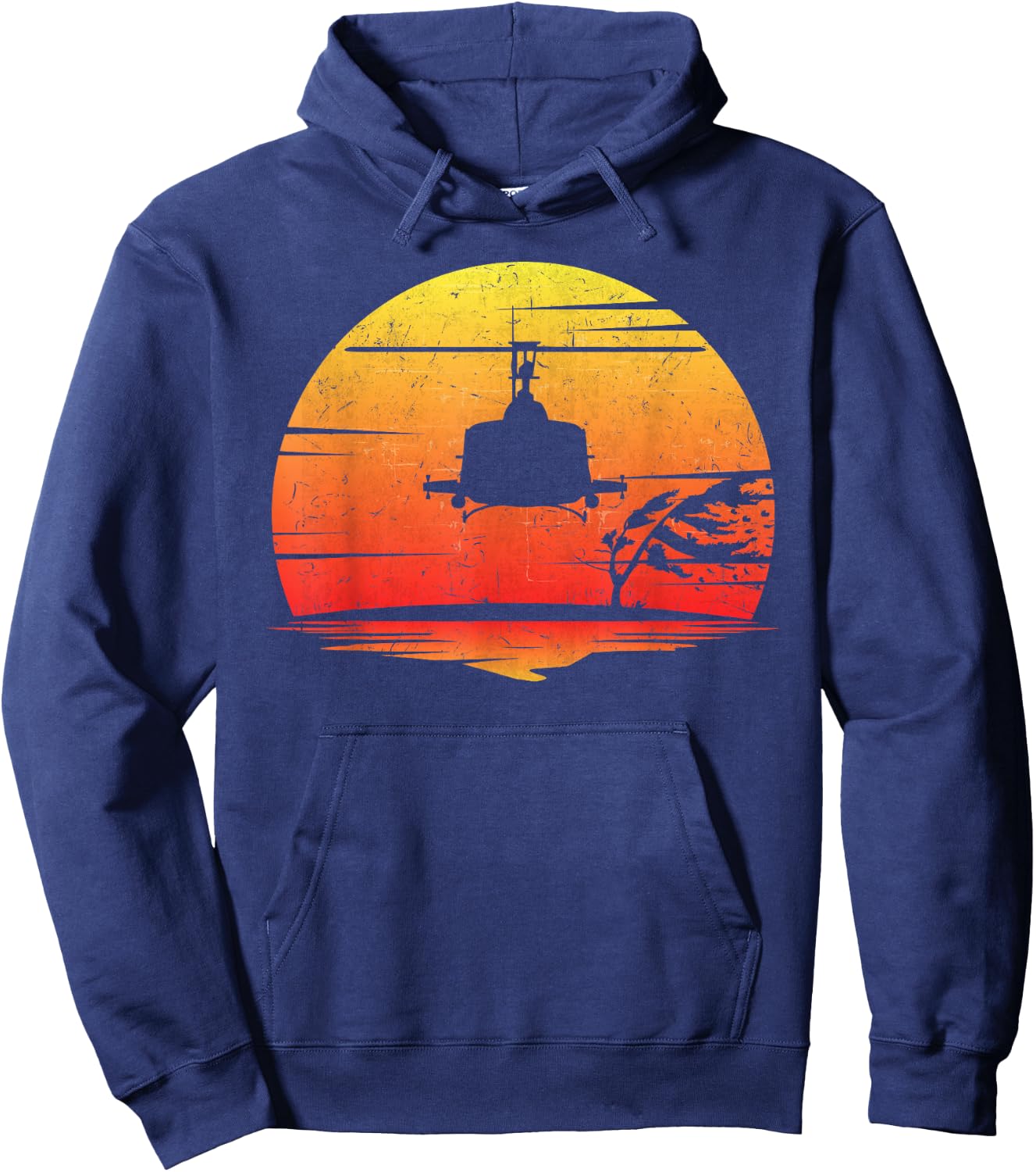 UH-1 Huey Retro Helicopter Vintage Style Vietnam Chopper Hoodie - Hoodie | Navy