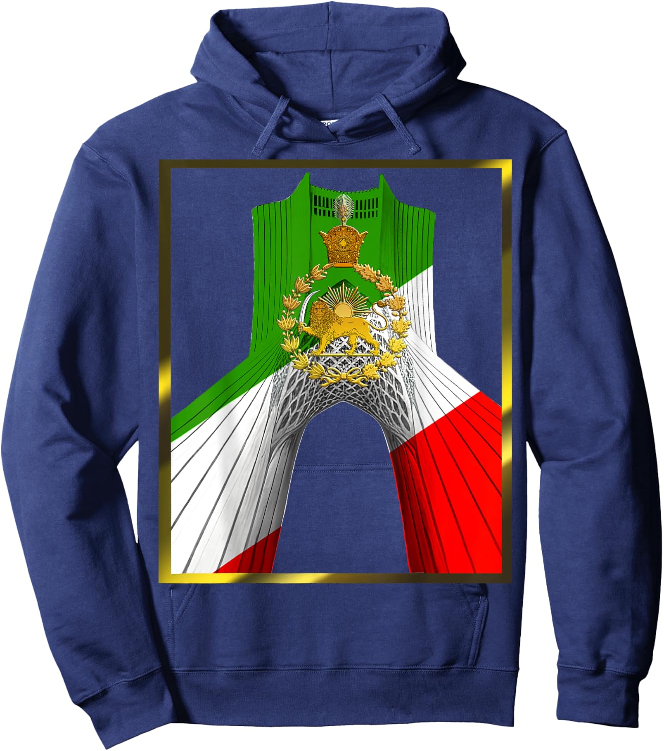 Iran Shahyad Tower AKA Azadi Tower with Pahlavi sun and lion Hoodie - Hoodie | Navy