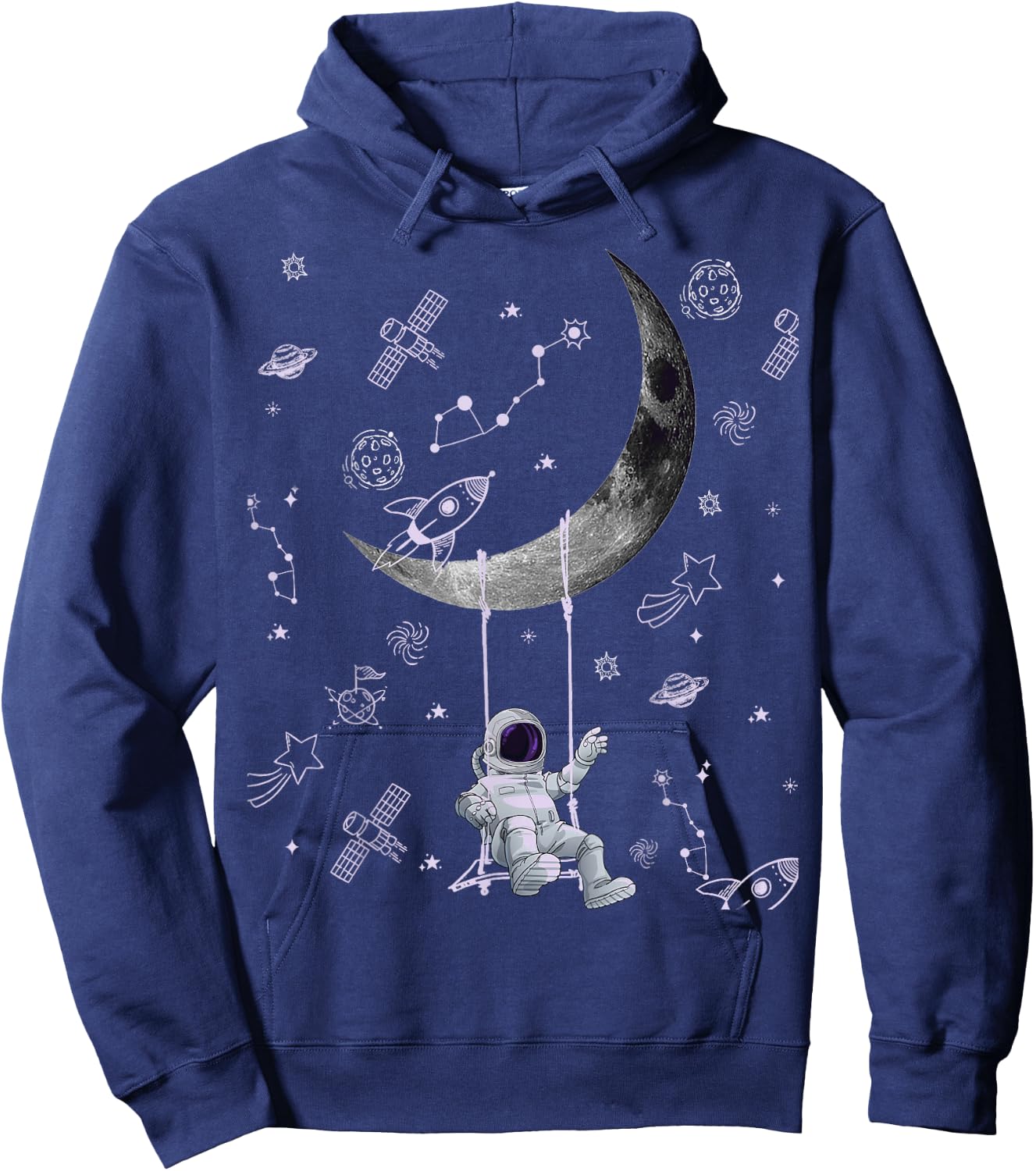 Funny Astronaut Purple Moon Swing NASA Space Science Teacher Hoodie - Hoodie | Navy