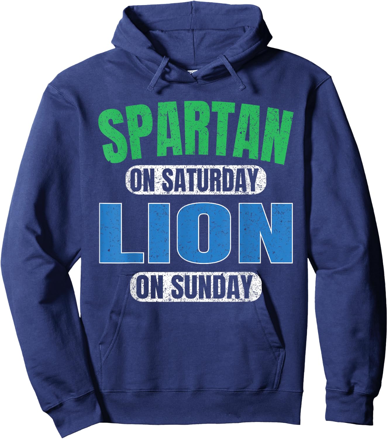 Spartan on Saturday Lion on Sunday Motivation Vintage Funny Hoodie - Hoodie | Navy