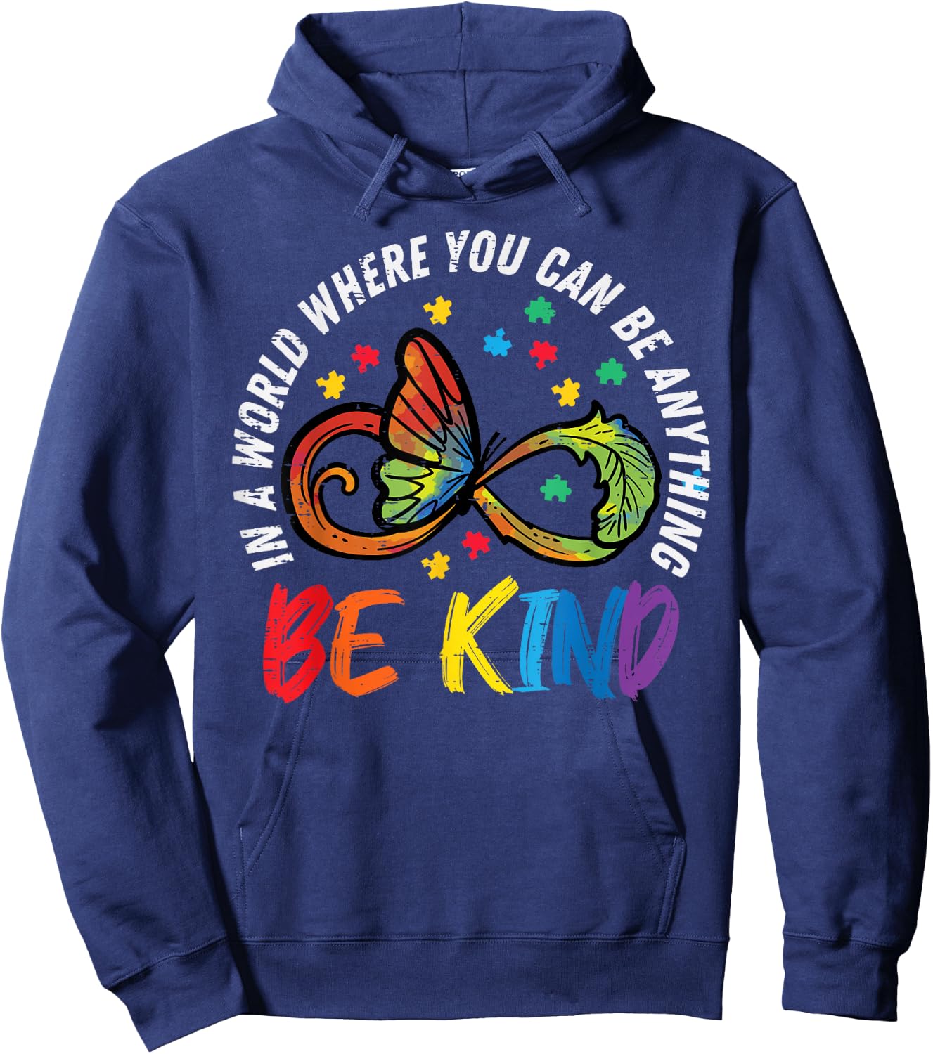 Be Kind Autism Infinity Butterfly Awareness Men Women Kids Hoodie - Hoodie | Navy