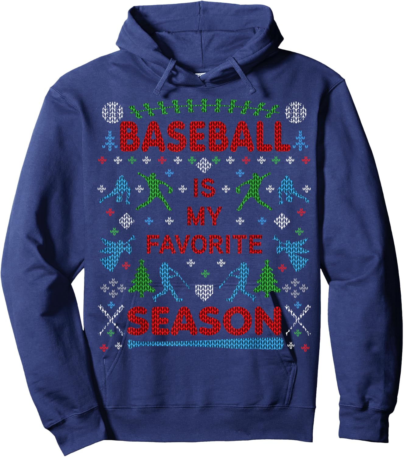 Funny Baseball Season Ugly Christmas Sweater Party Original Hoodie - Hoodie | Navy