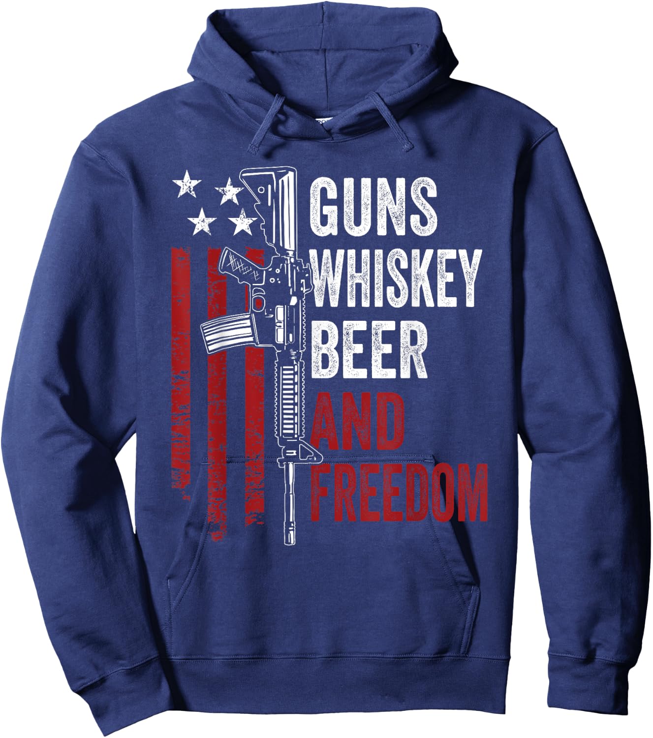 Guns Whisky Beer And Freedom - Funny Drinking AR15 Gun Hoodie - Hoodie | Navy